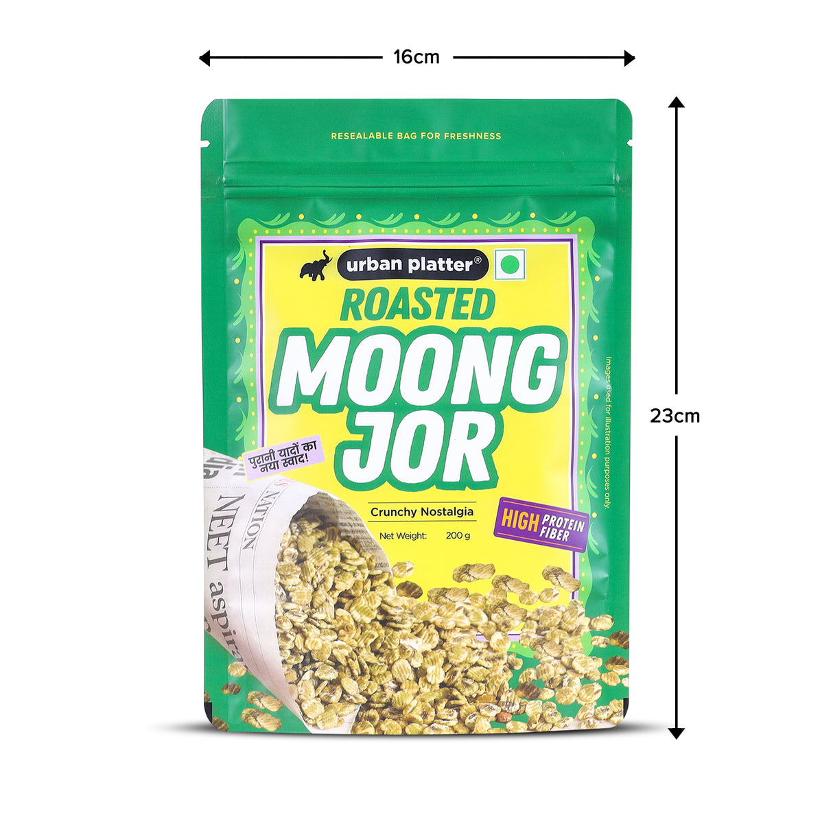 Urban Platter Roasted Moong Jor, 200g (High Protein, High Fiber Snack | Roasted, Not Fried | Nostalgic Indian Snack, Mindfully Made | Flattened Whole Mung Beans)