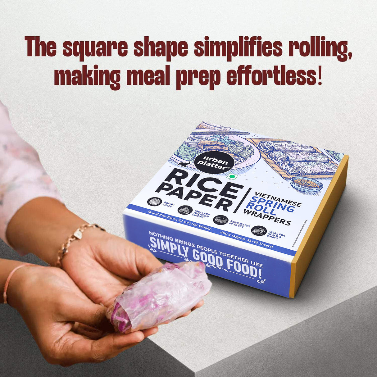 Urban Platter Round Rice Paper Sheets, 400g (Vietnamese Spring Roll Wrappers | Gluten Free | 22 cm Each | 35-40 Sheets per pack)