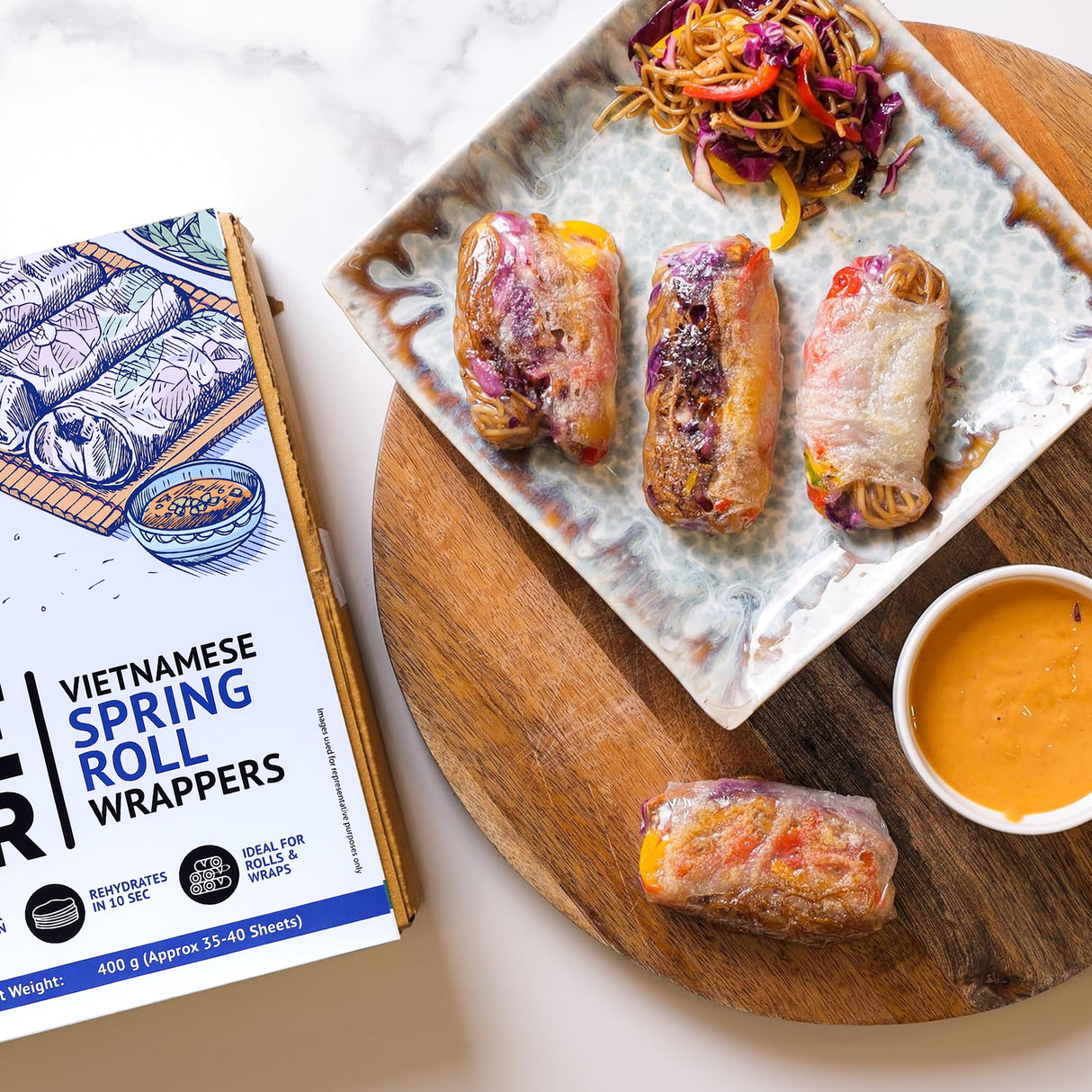 Urban Platter Round Rice Paper Sheets, 400g (Vietnamese Spring Roll Wrappers | Gluten Free | 22 cm Each | 35-40 Sheets per pack)