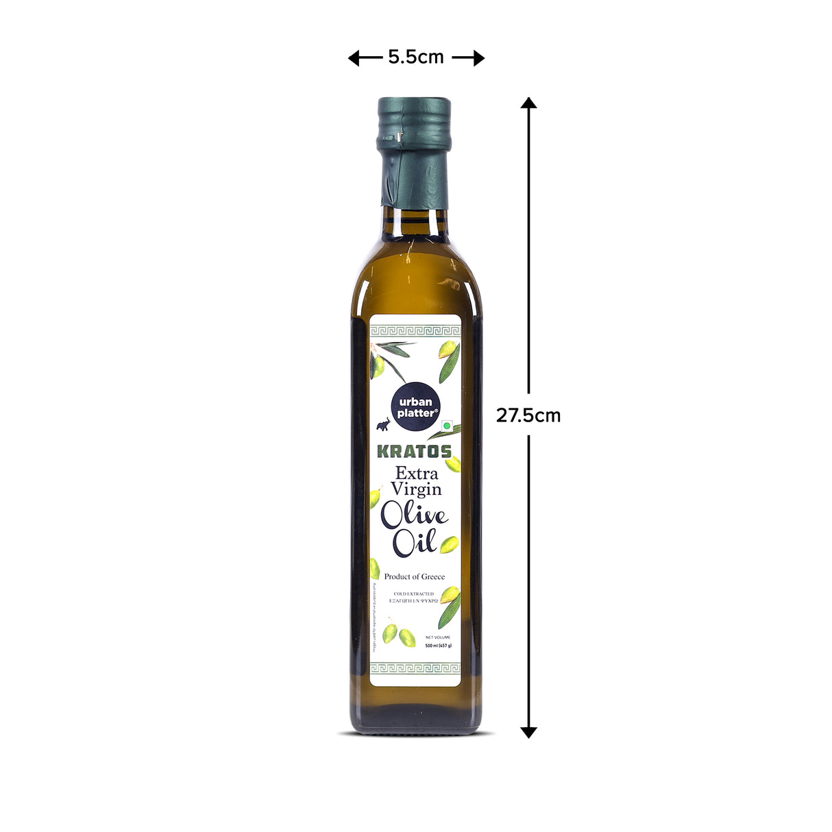 Urban Platter Kratos Cold Pressed Extra Virgin Olive Oil, 500ml (Made in Greece, Single Variety Koroneiki Olives, Rich in Anti-oxidants)