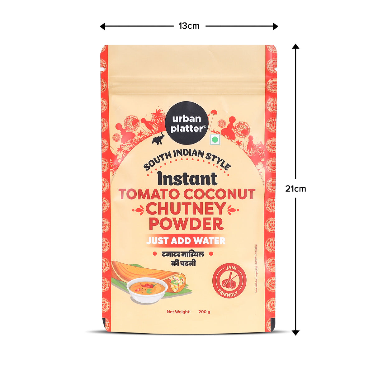 Urban Platter South Indian Style Instant Tomato Coconut Chutney Powder, 200g (Nariyal ki Chutney, Just Add Water)