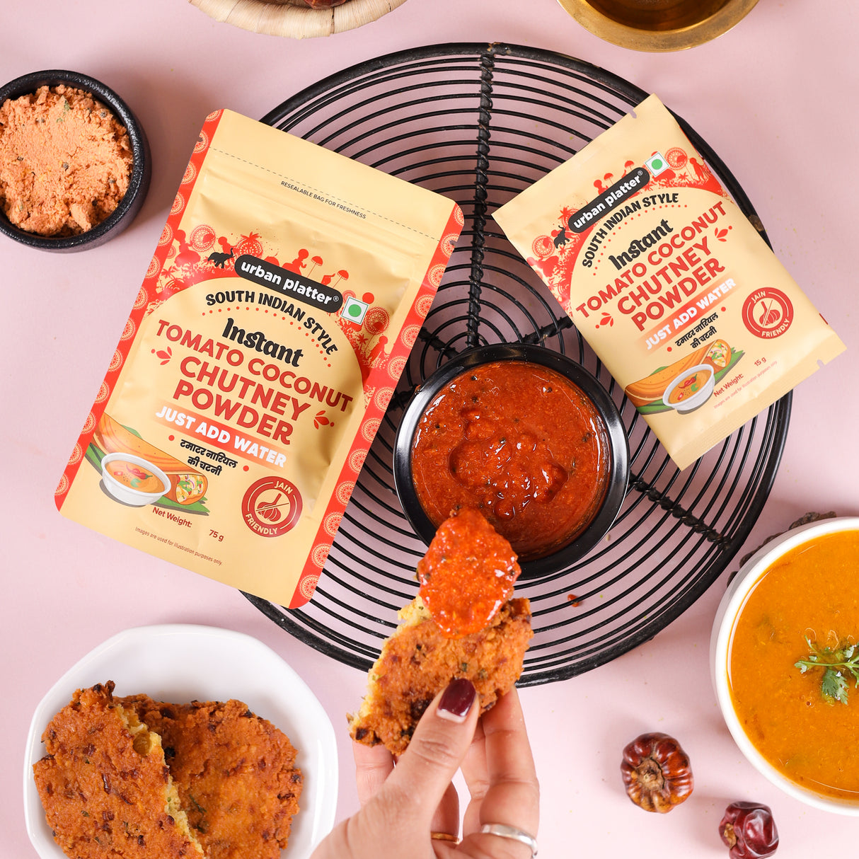 Urban Platter South Indian Style Instant Tomato Coconut Chutney Powder, 200g (Nariyal ki Chutney, Just Add Water)