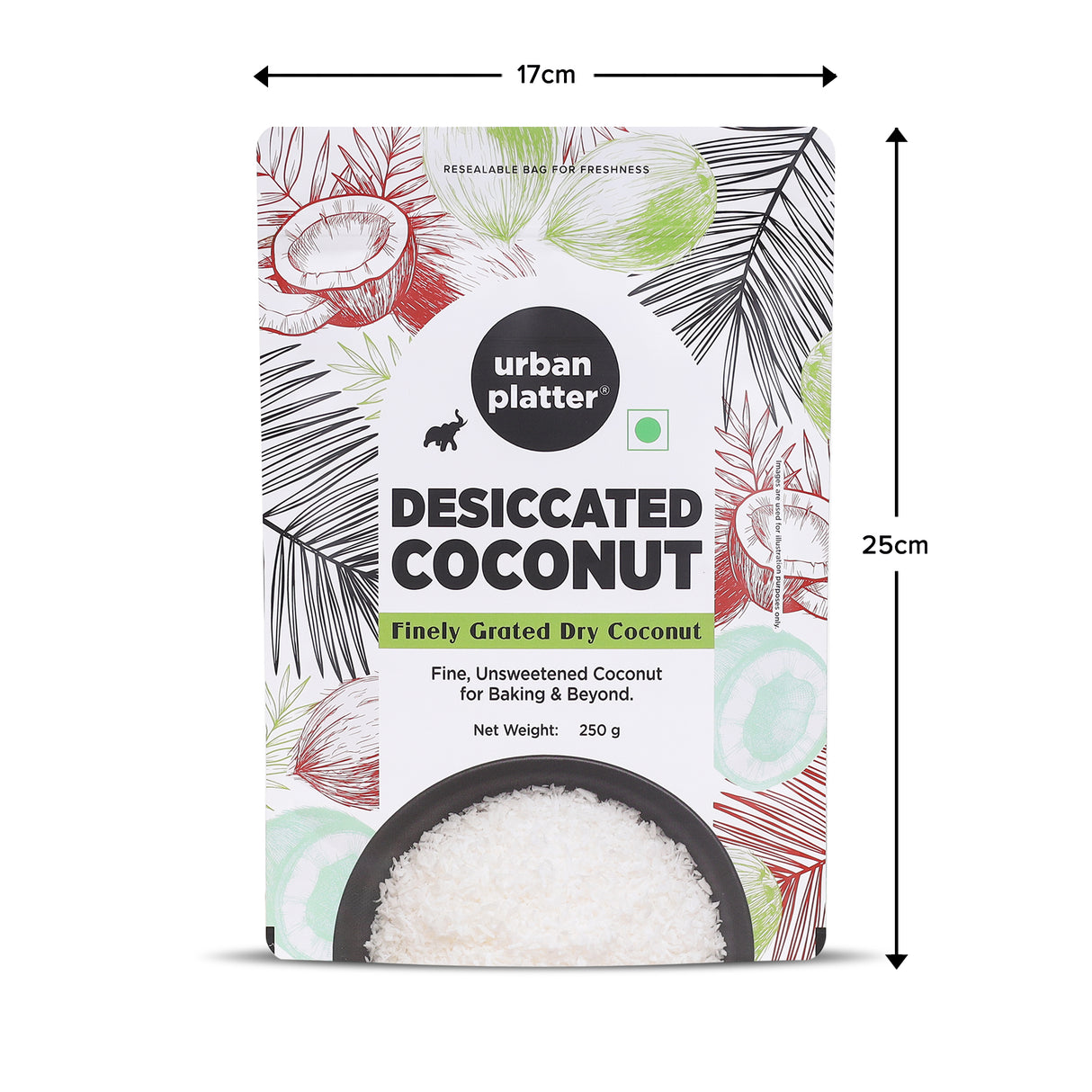 Urban Platter Desiccated Coconut, 250g (Unsweetened & Finely Shredded)