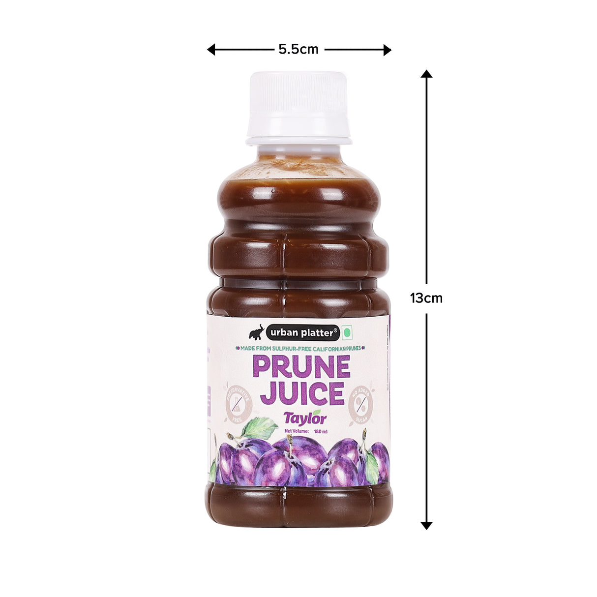 Urban Platter Pure California Prune Juice, 180ml (No Added Sugar | Natural Digestive Support | Source of Antioxidants & Potassium | Preservative-Free)