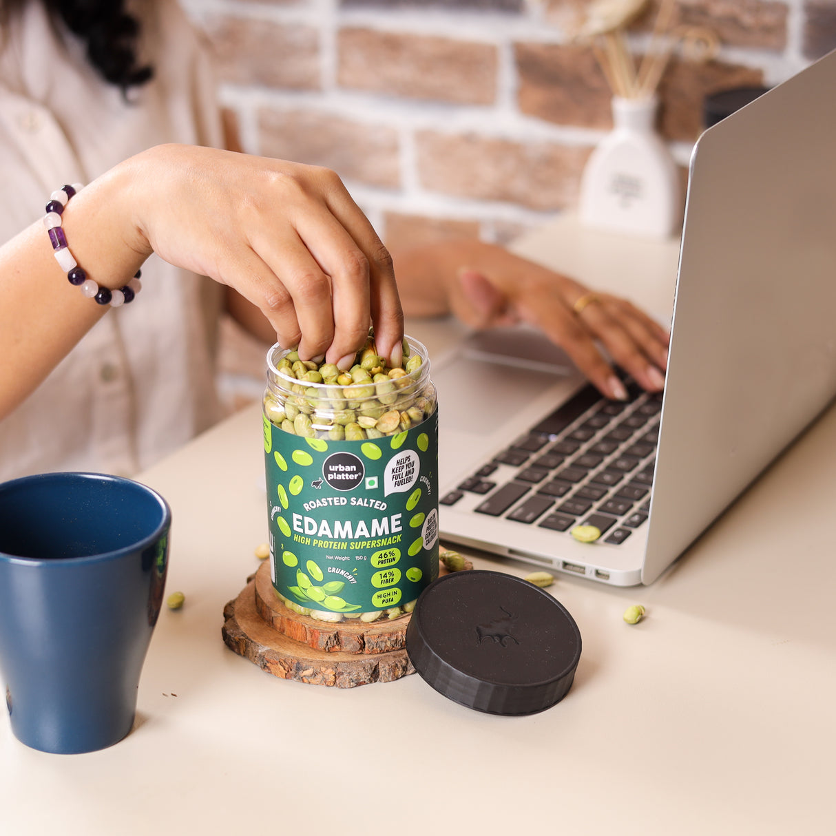 Urban Platter Roasted Salted Edamame, 150g (46% Protein, 17% Fiber, Lightly Salted Young Green Soybeans, Highest Plant Protein Supersnack)