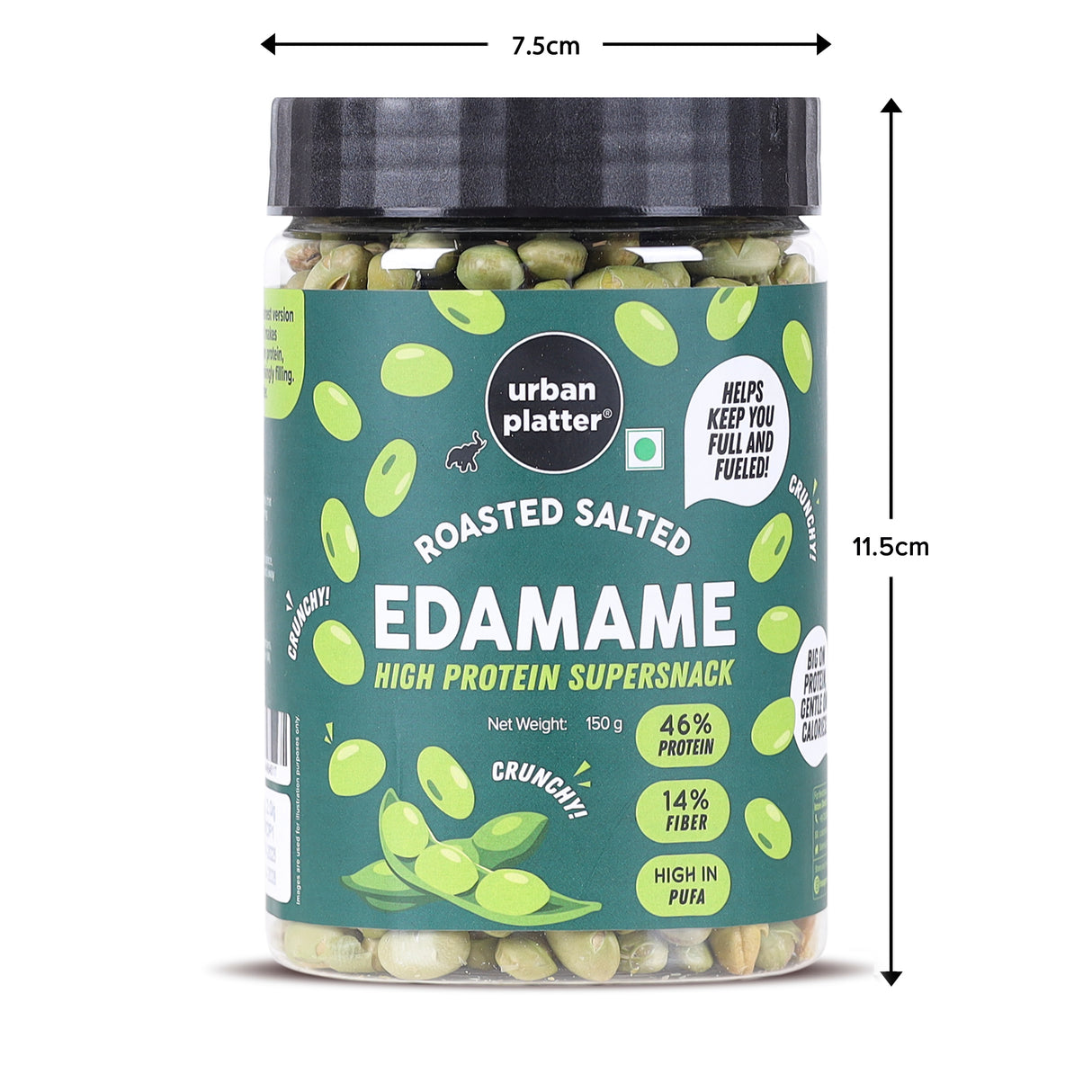 Urban Platter Roasted Salted Edamame (46% Protein, 14% Fiber, Lightly Salted Young Green Soybeans, Highest Plant Protein Supersnack)
