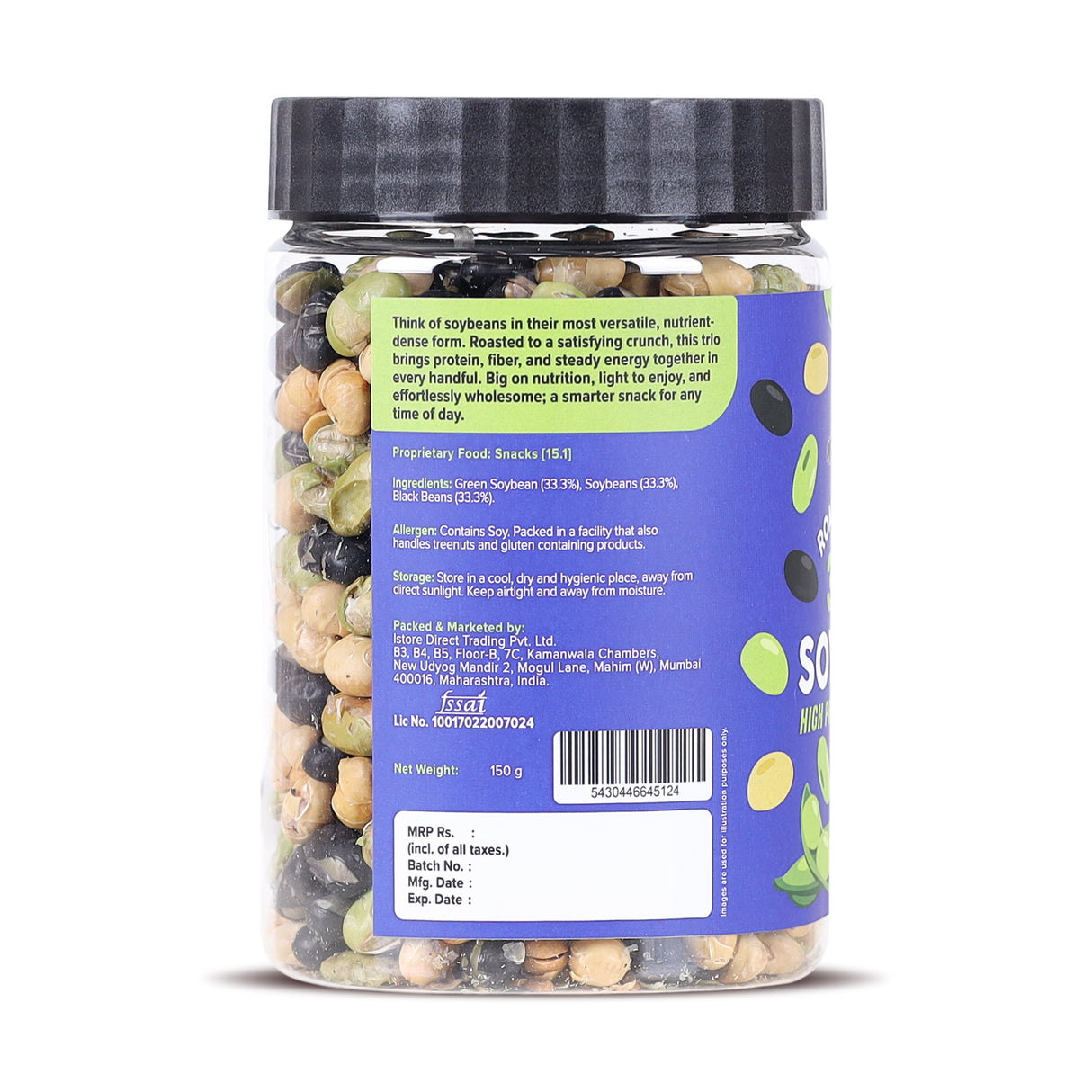 Urban Platter Roasted Salted 3-in-1 Soybean, 150g (46% Protein, 17% Fiber, Lightly Salted Green Edamame, Black & White Soybean, Highest Plant Protein Supersnack)