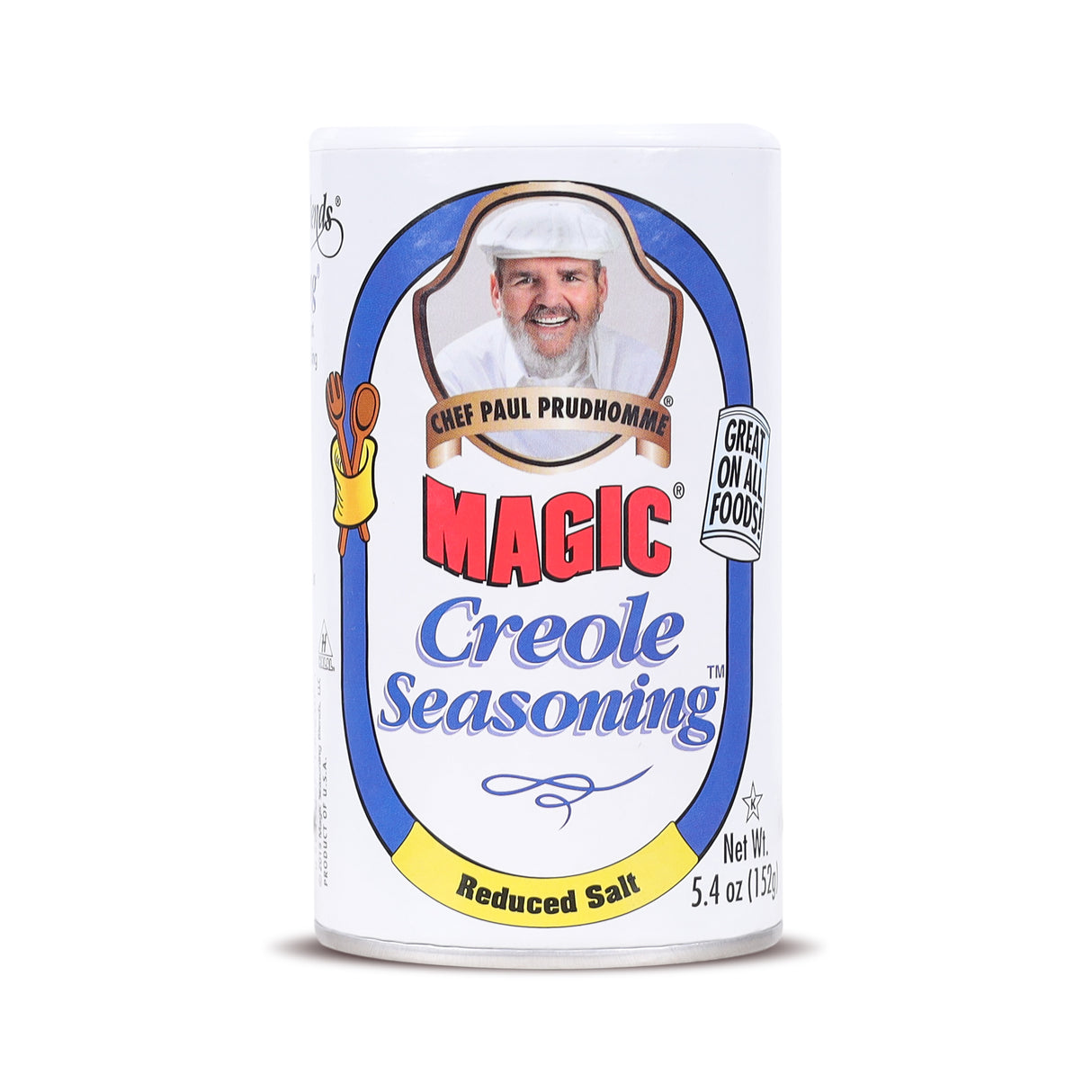 Chef Paul Prudhomme Magic Creole Seasoning – Reduced Sodium, 152g ( Authentic Creole Spice Blend | Bold Flavor with Less Salt | No MSG or Preservatives, Gluten Free)
