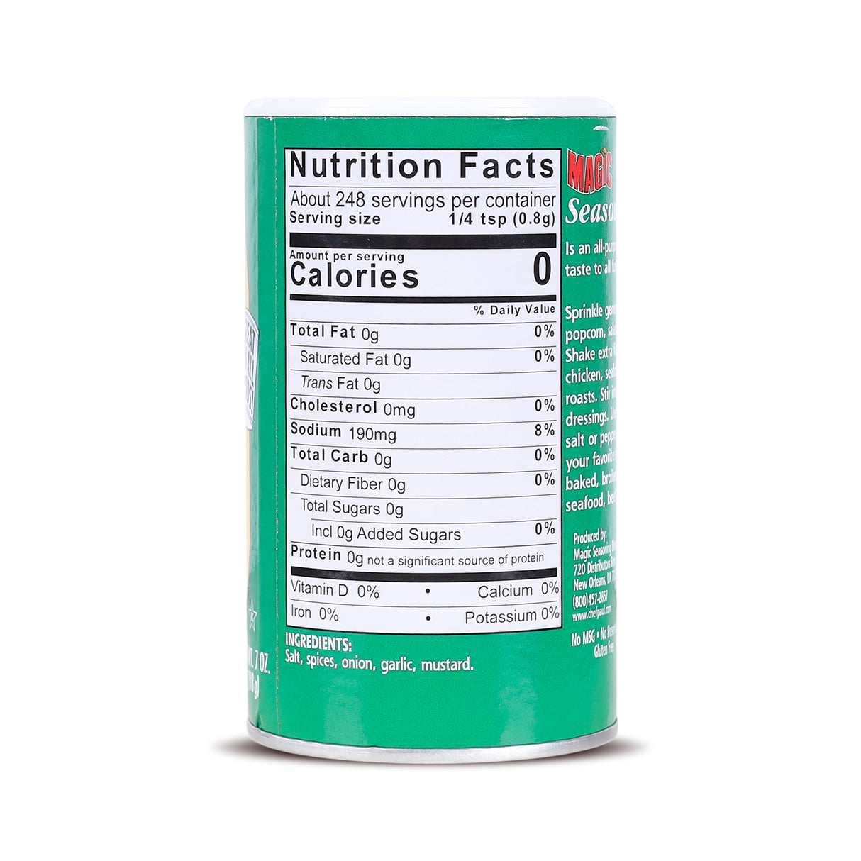 Chef Paul Prudhomme Magic Seasoning Salt, 198g (All-Purpose Savory Seasoning Blend, NO MSG, NO Preservatives, Gluten Free)