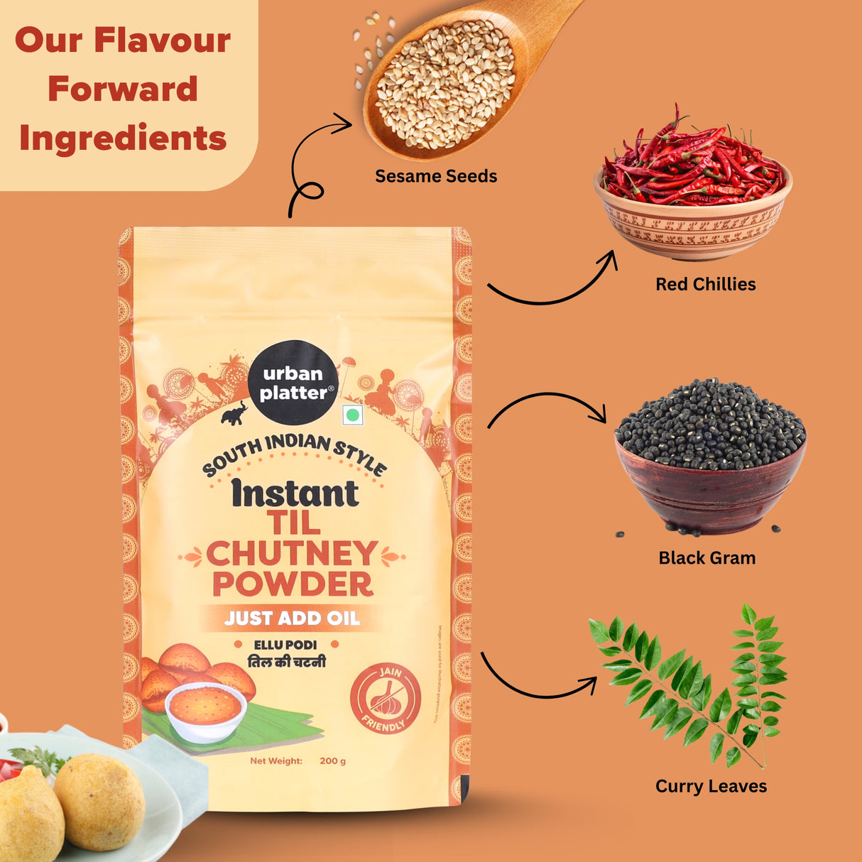 Urban Platter South Indian Style Instant Til Chutney Powder, 200g (Ellu Podi, Sesame Chutney, Just Add Water)