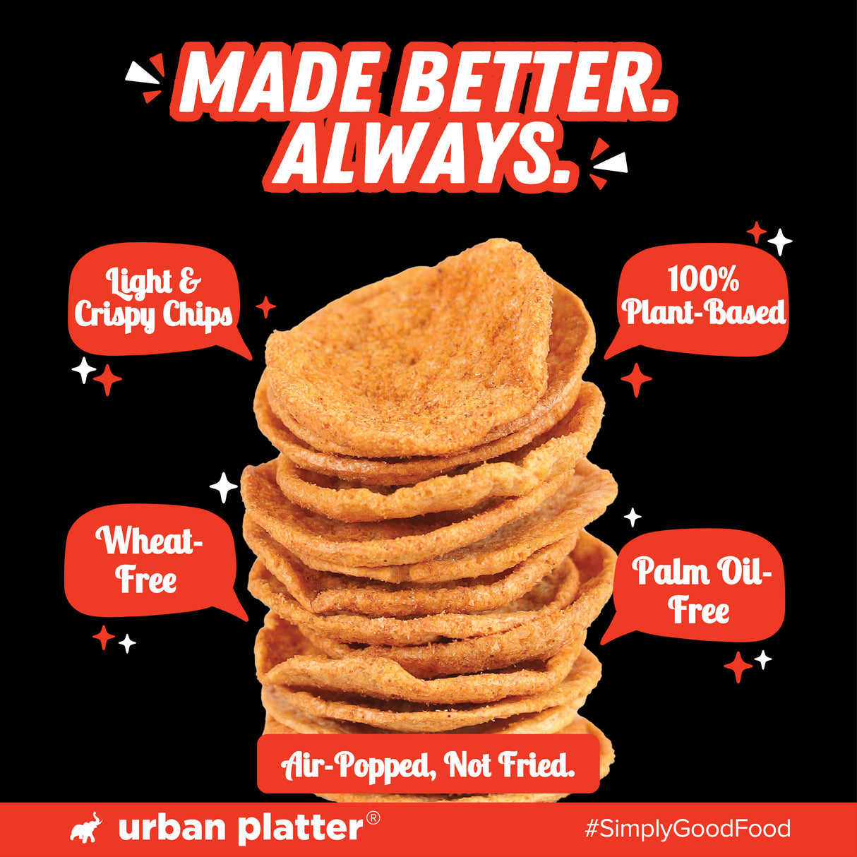 Urban Platter Chickpea Scoopers - Korean Buldak, 50g (Popped Chickpea Chips | Korean-Style Spicy Heat | Air Popped)