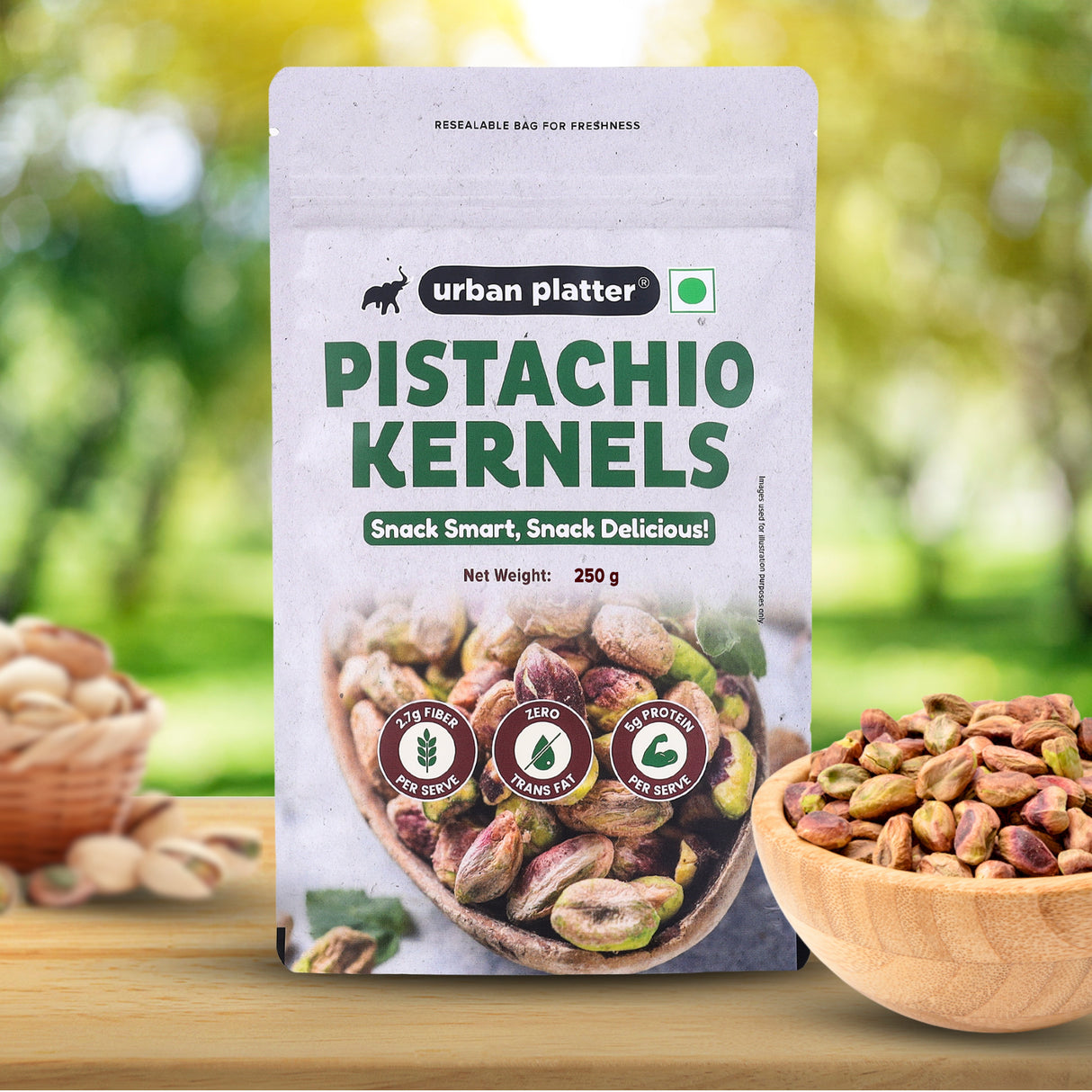 Urban Platter Pistachio Kernels, 250g (Shell Removed Pista | Unroasted and Unsalted | fibre & Protein-Rich | Heart-Healthy Snack)