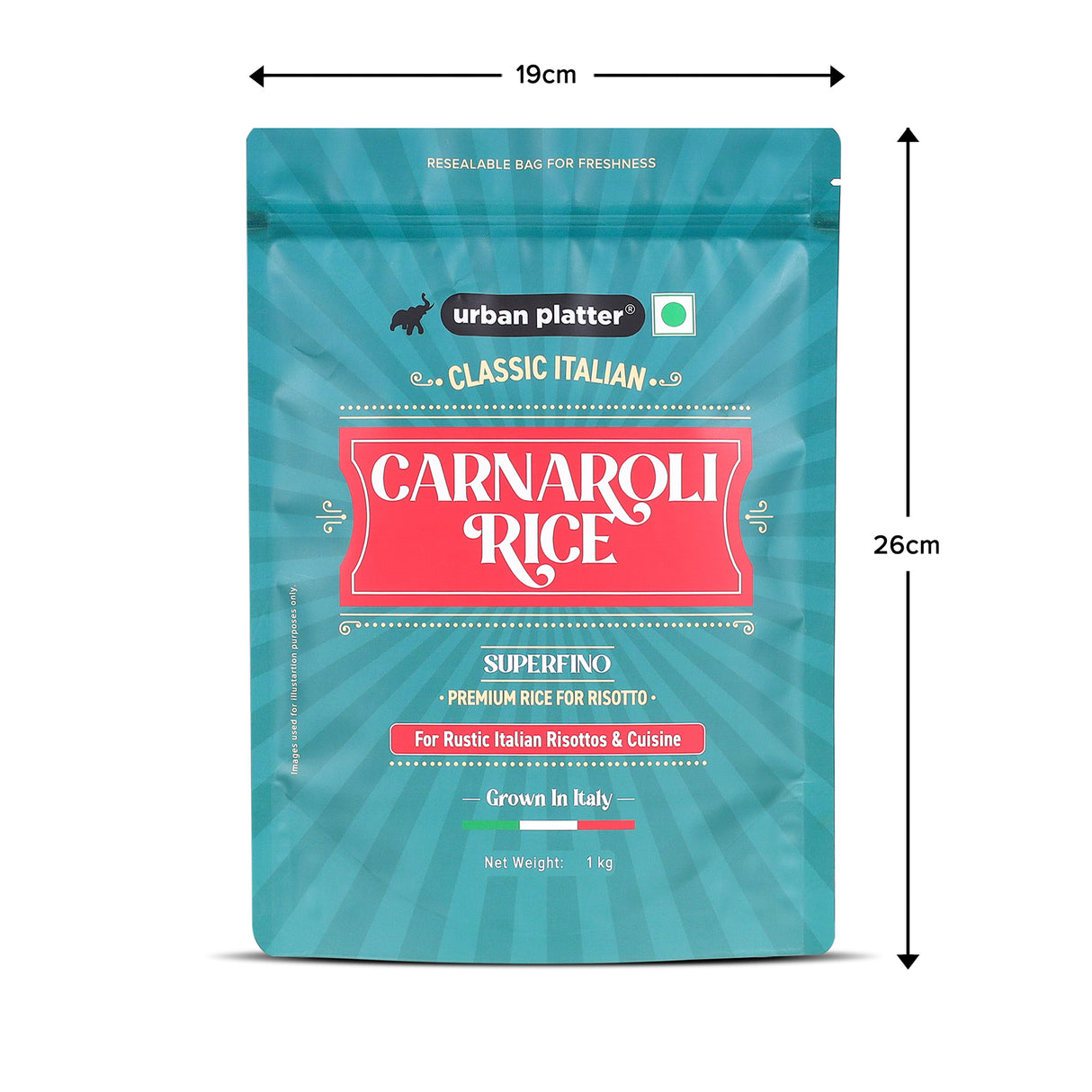 Urban Platter Carnaroli Rice, 1Kg (Product of Italy, Italian Carnaroli Rice for Risottos, Arancini, and Rustic preparations, Vacuum Packed for Freshness and Quality) - product i...