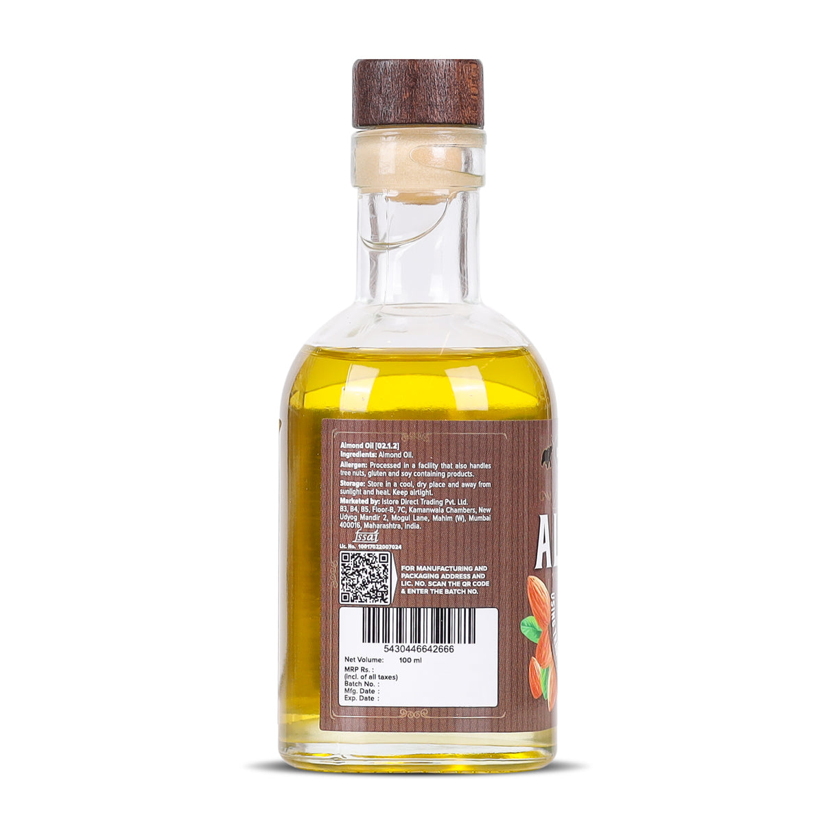 Urban Platter Cold Pressed Almond Oil, 100ml (Light Nutty Finishing Oil for Salads, Drizzling & Gourmet Baking)