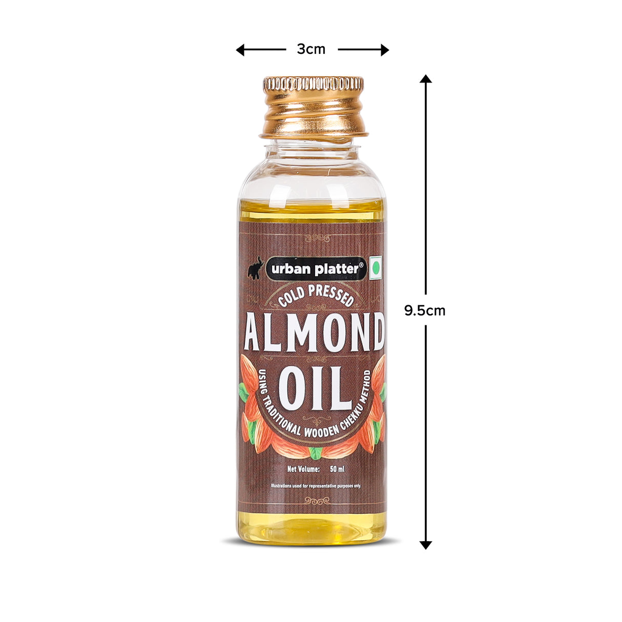 Urban Platter Cold Pressed Almond Oil, 50ml (Light Nutty Finishing Oil for Salads, Drizzling & Gourmet Baking)