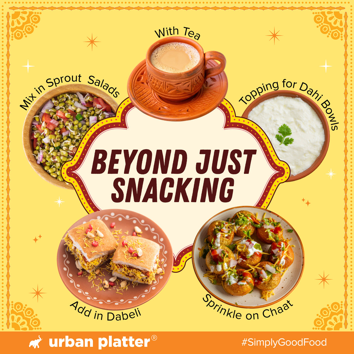 Urban Platter Ratlami Baked Bhujiya, 200g (Better-For-You Snack with 4.4g Protein & 2.3g Fiber per Serve; Baked Not Fried)