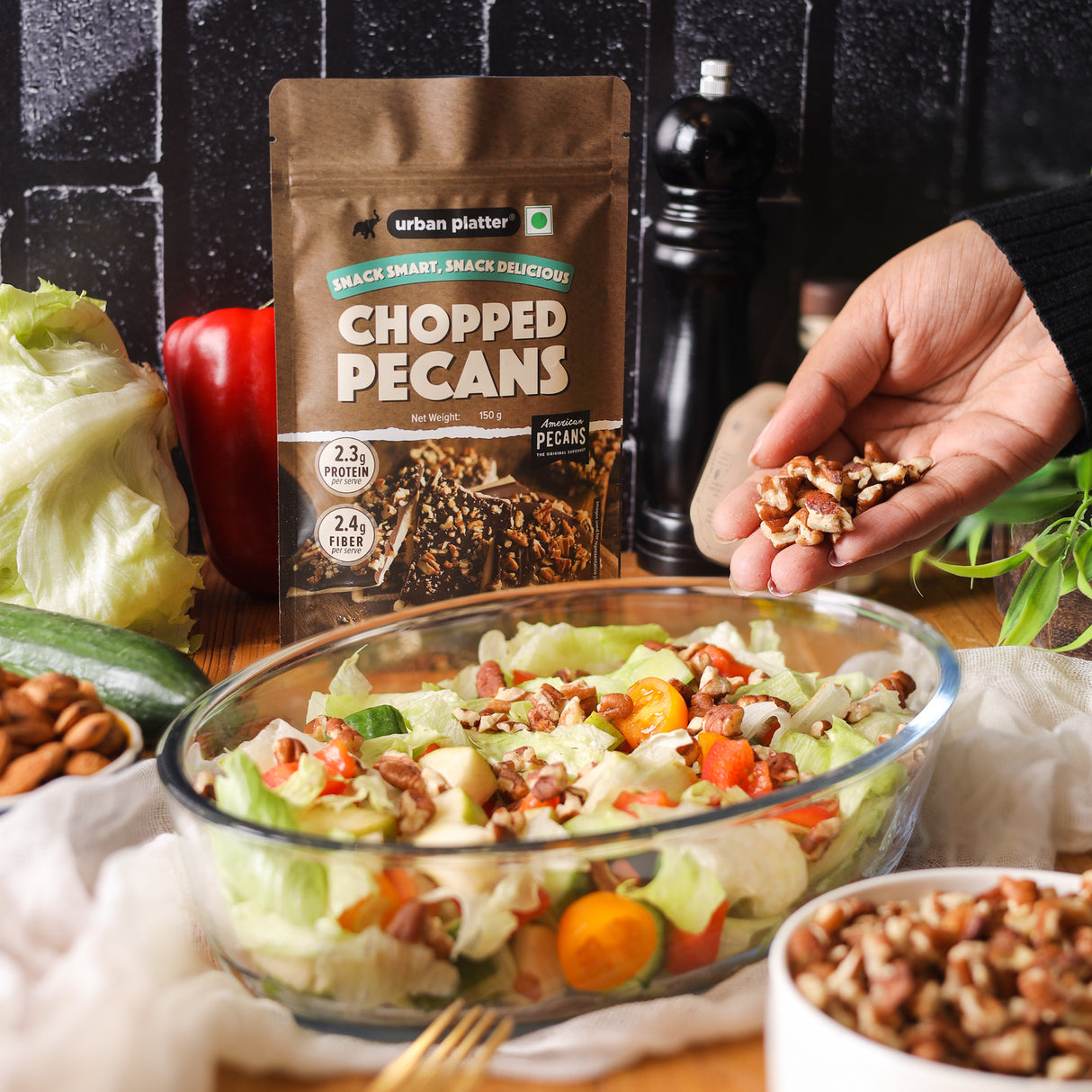 Urban Platter Chopped Pecans, 150g (Imported from the USA | Ideal for Baking, Desserts & Everyday Snacking)