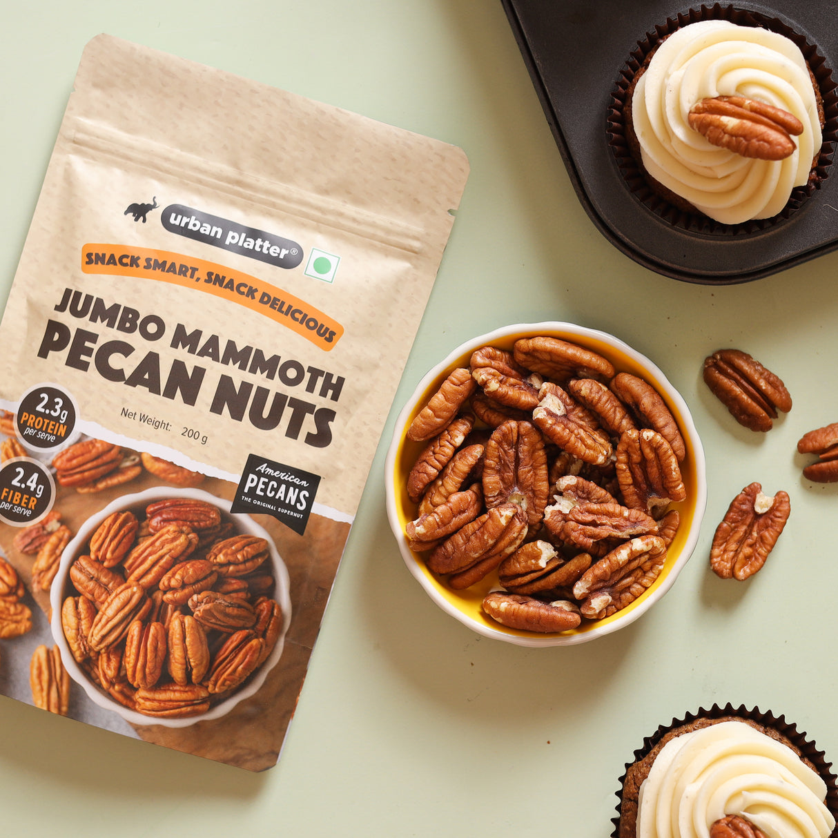 Urban Platter Jumbo Mammoth Pecan Halves, 200g (Imported from the USA | Hand-Sorted | Ideal for Snacking, Baking & Desserts)