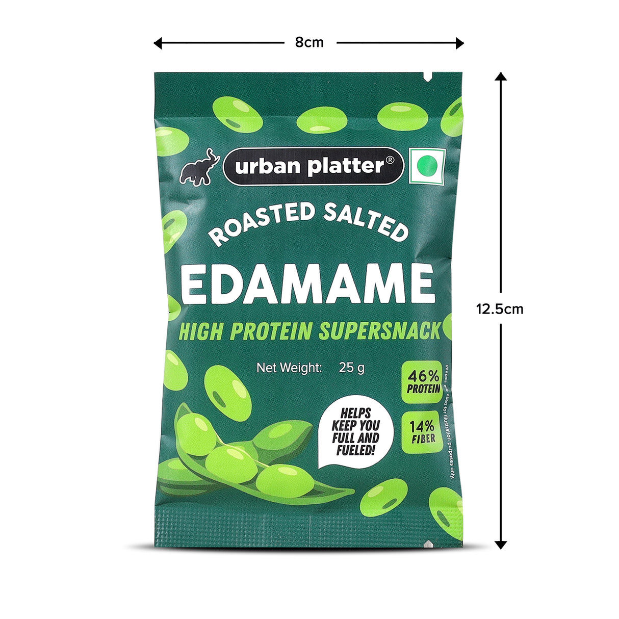 Urban Platter Roasted Salted Edamame, 25g (46% Protein, 17% Fiber, Lightly Salted Young Green Soybeans, Highest Plant Protein Supersnack)