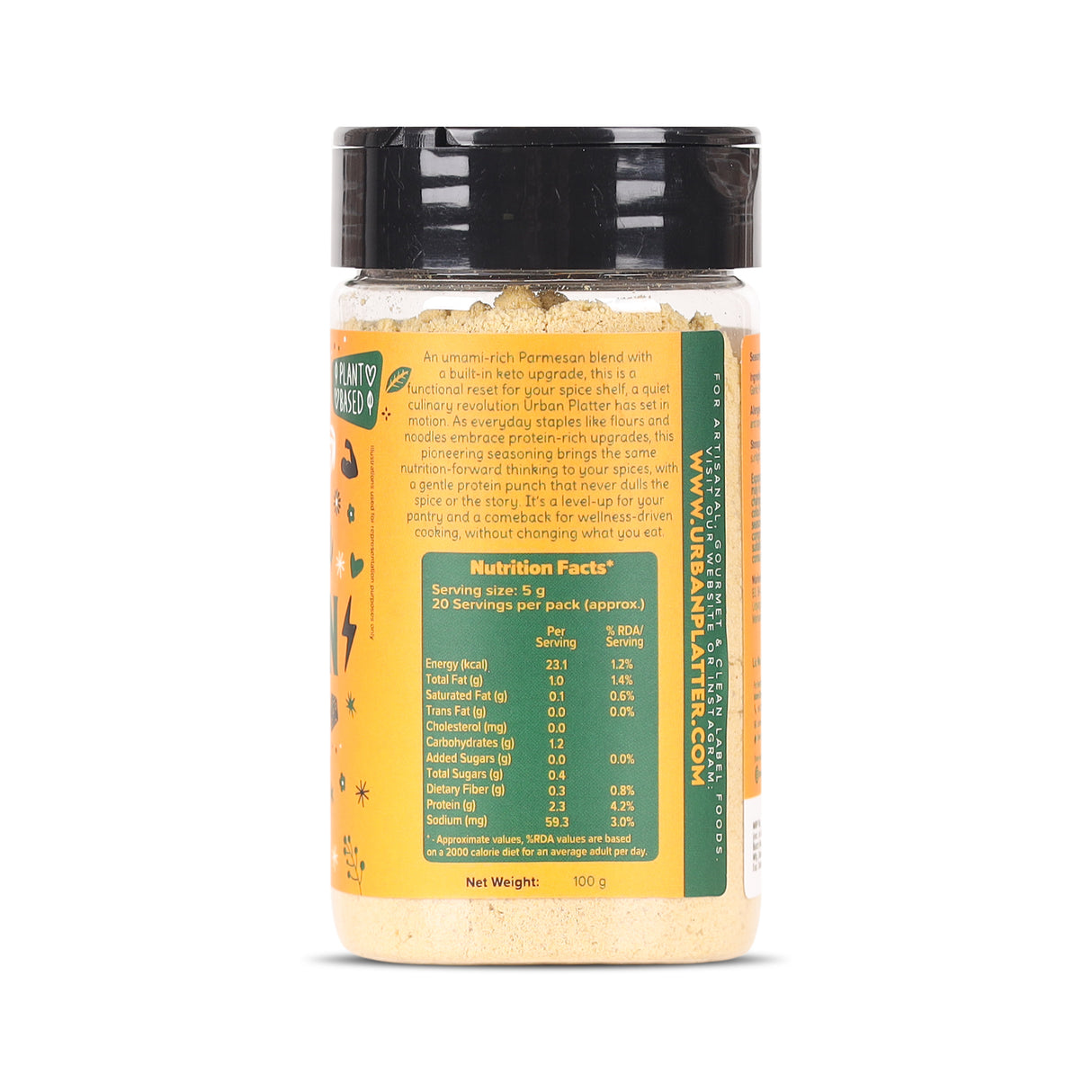 Urban Platter Keto-Friendly Parmesan Seasoning, 100g (High-Protein, Umami-Rich Cheesy Sprinkle for Pasta, Makhanas & Salads)