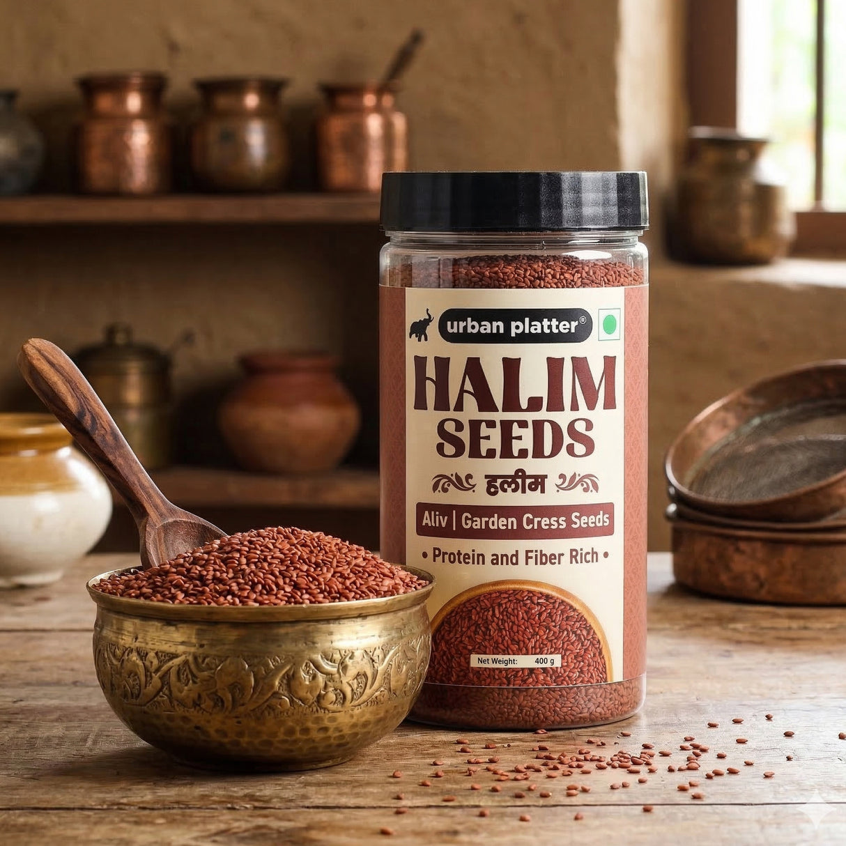 Urban Platter Halim Seeds, 400g (Garden Cress/ Aliv Seeds, Protein & Fiber Rich Superfood, Nutrient Dense Seeds for Laddoos, Halwa & Traditional Recipes)