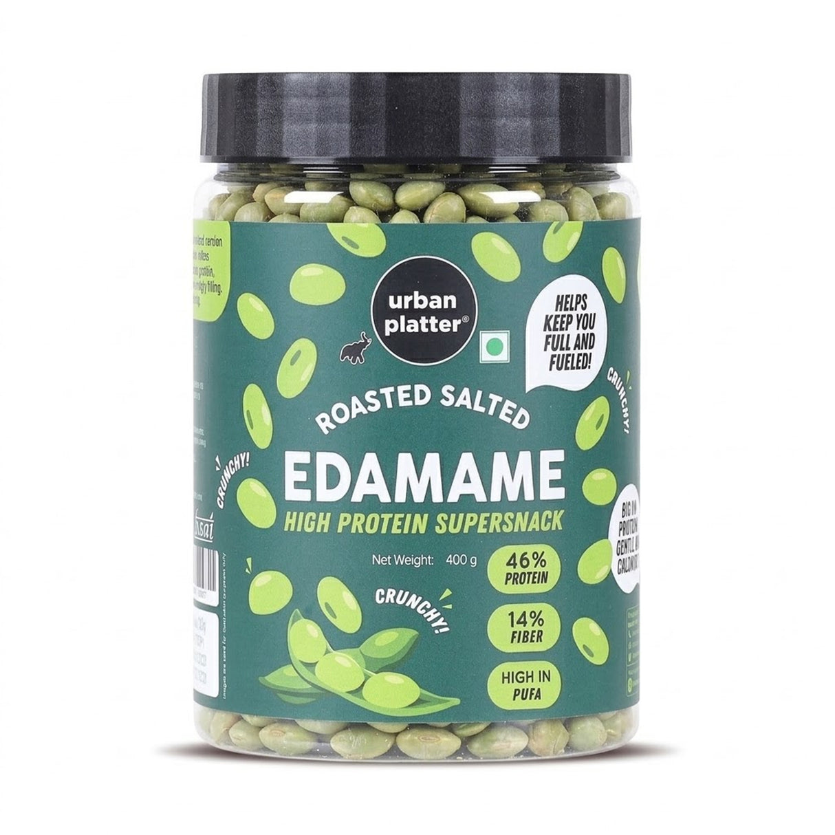 Urban Platter Roasted Salted Edamame (46% Protein, 14% Fiber, Lightly Salted Young Green Soybeans, Highest Plant Protein Supersnack)