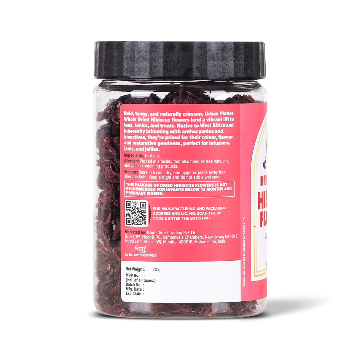 Urban Platter Whole Dried Hibiscus Flowers, 70g (Tart & Floral | Antioxidant-Rich | Caffeine-free) - product image 2
