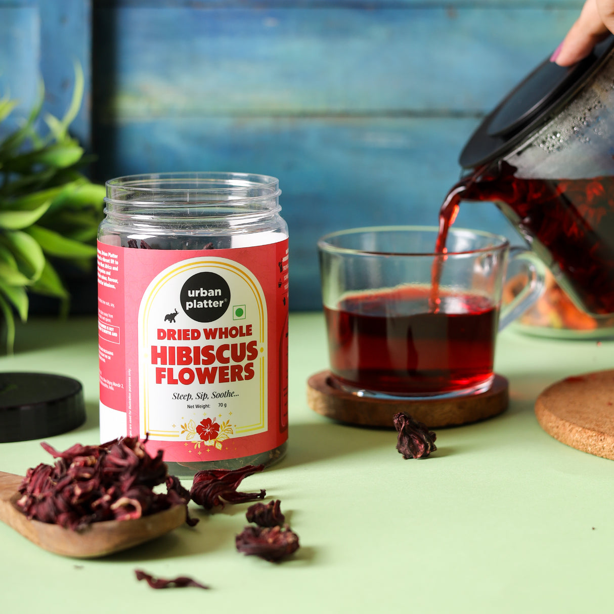Urban Platter Whole Dried Hibiscus Flowers, 70g (Tart & Floral | Antioxidant-Rich | Caffeine-free) - product image 5