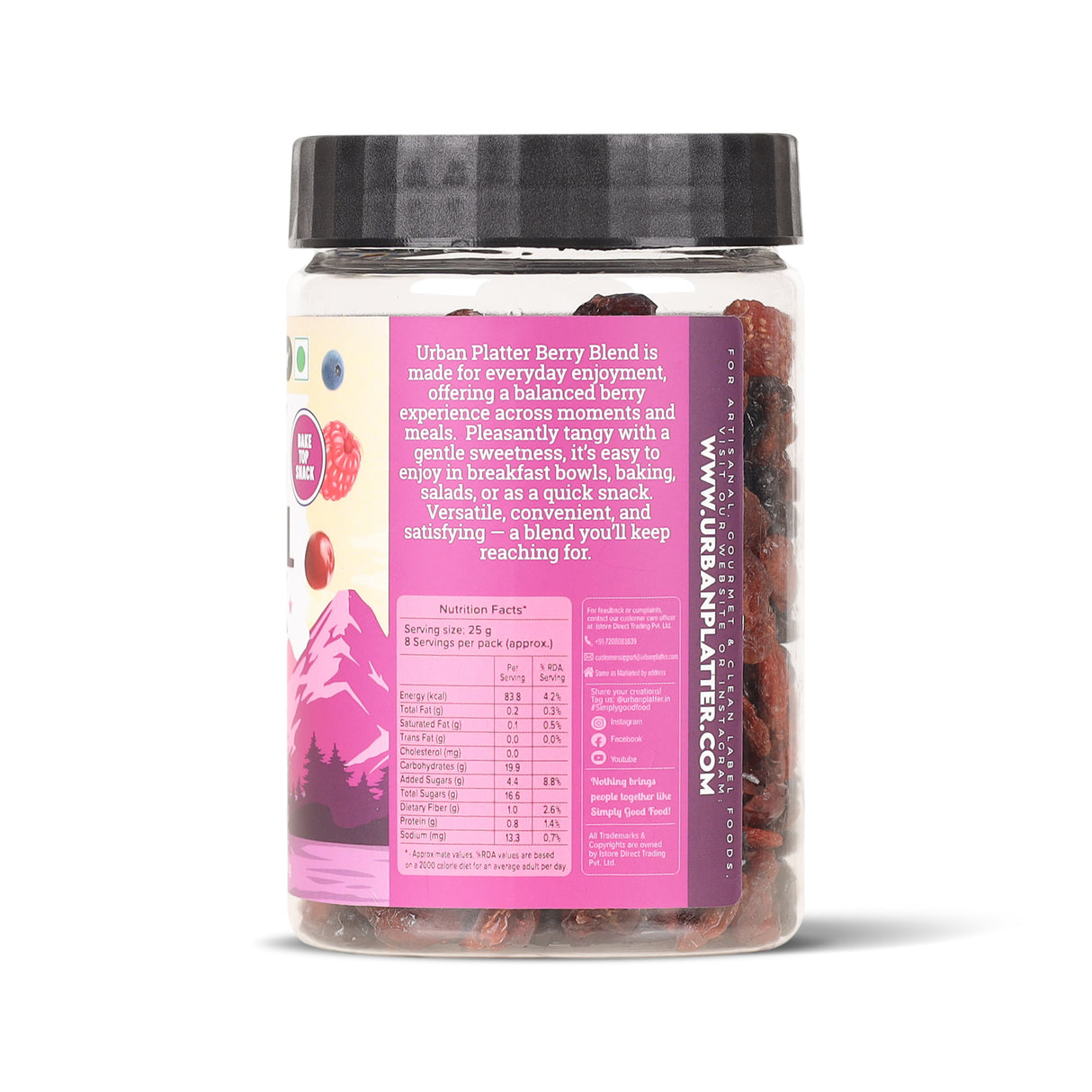 Urban Platter Berry Blend Trail Mix, 200g (Dried Berry Snack Mix with Cranberries, Blueberries & More | Sweet & Tangy Travel-Friendly Snack)