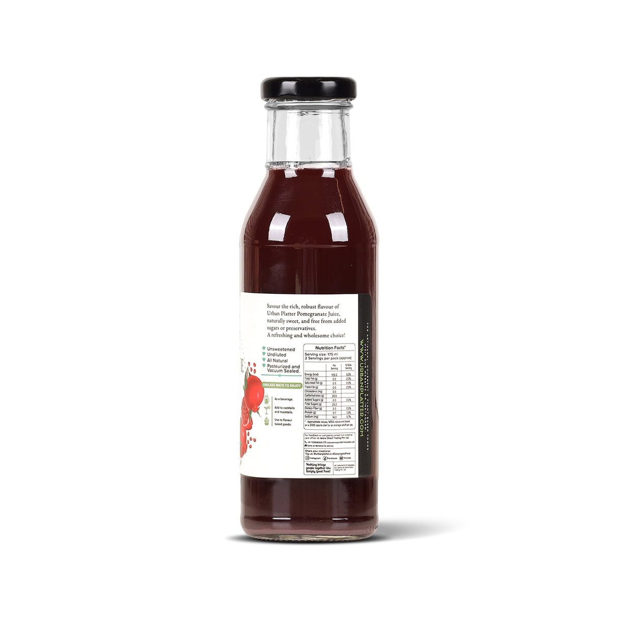 Urban Platter Canadian Pomegranate Juice, 350ml (Unsweetened, Clean Label, Contains Natural Antioxidants, Not From Concentrate) - product image 3