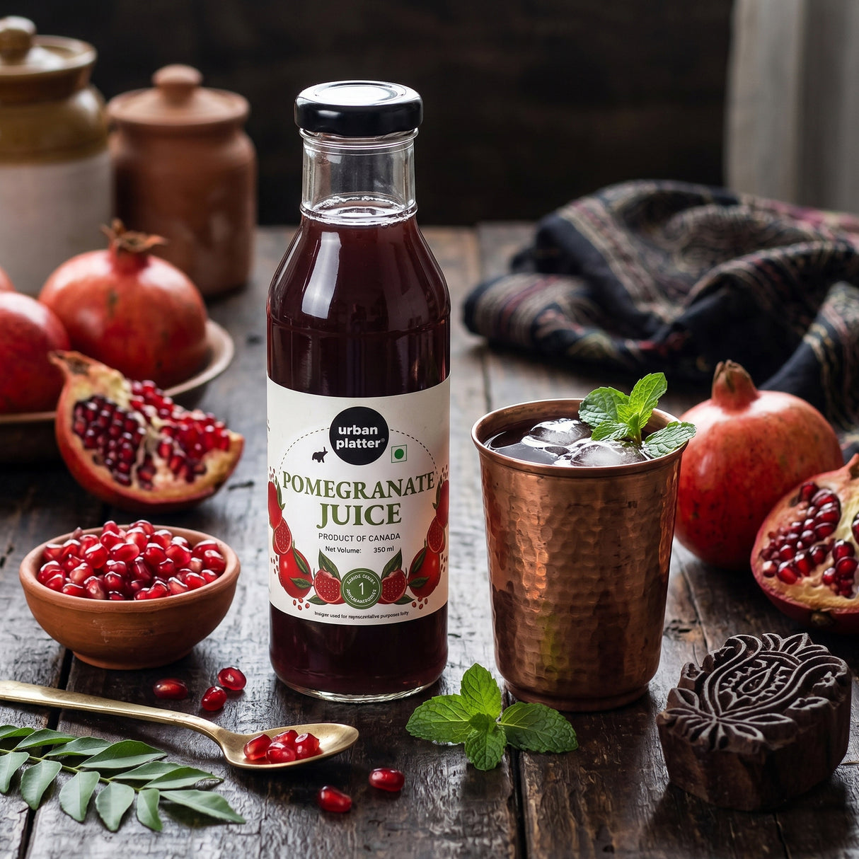 Urban Platter Canadian Pomegranate Juice, 350ml (Unsweetened, Clean Label, Contains Natural Antioxidants, Not From Concentrate) - product image 10