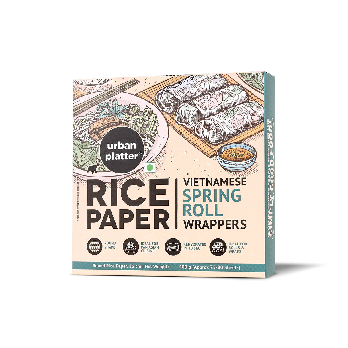 Round Rice Paper Sheets, 400g (Vietnamese Spring Roll Wrappers, Gluten-free, 16 cm Each, Easy to Roll, 80-85 Sheets per pack)