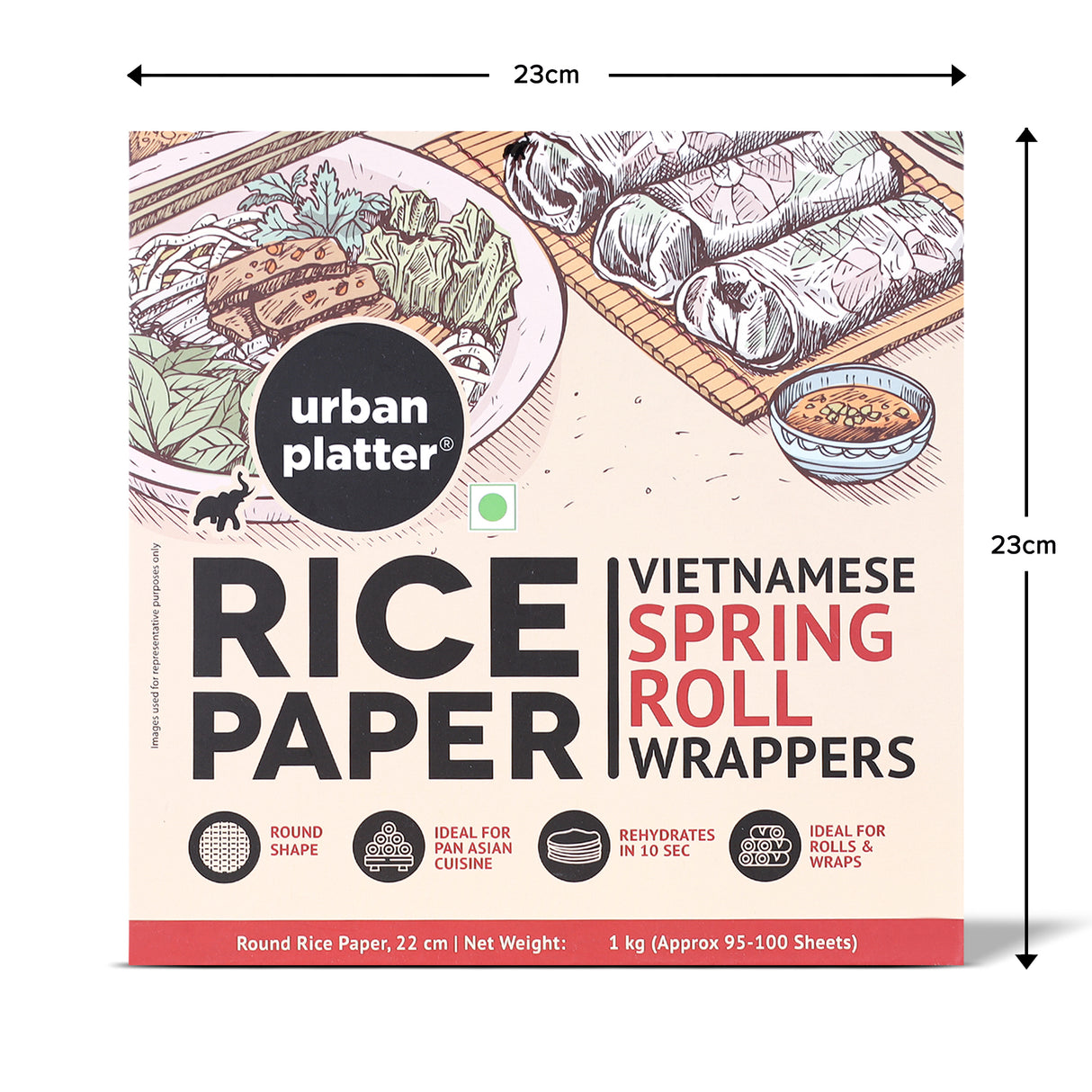 Large Rice Paper Sheets, 1kg (Vietnamese Spring Roll Wrappers Pan Asian Cuisine, Ideal for rolls and Crackers)