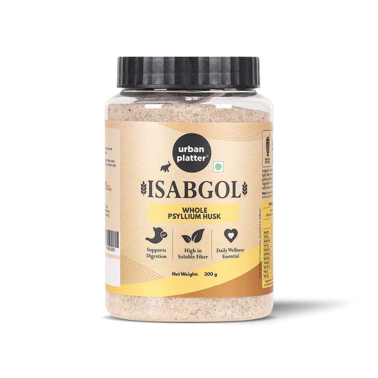 Isabgol, 300g (Whole Psyllium Husk, Rich in Dietary Fiber, Supports Digestive Health, Nature's Soluble Fiber)