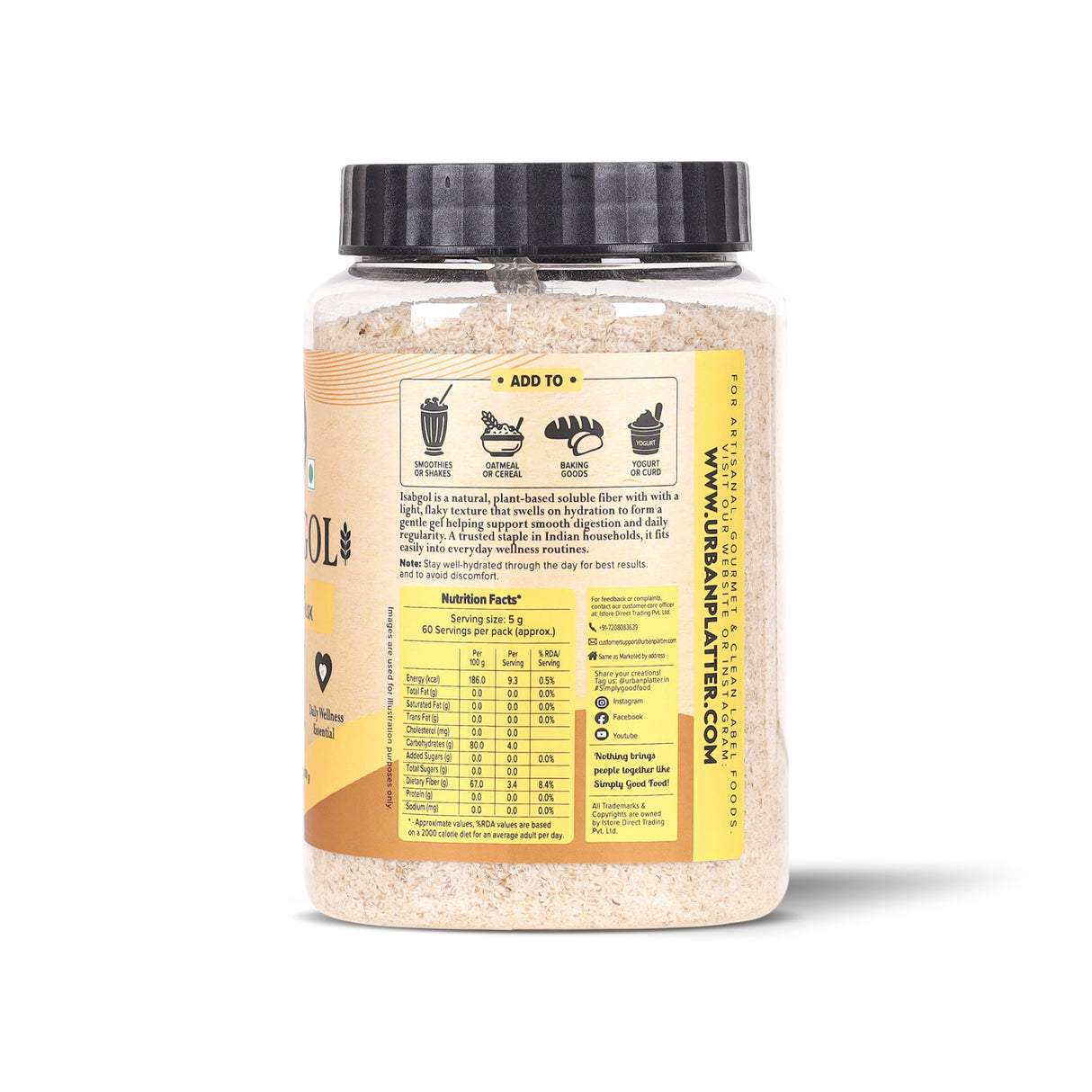 Isabgol, 300g (Whole Psyllium Husk, Rich in Dietary Fiber, Supports Digestive Health, Nature's Soluble Fiber)