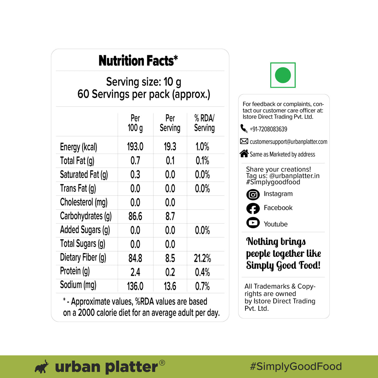 Urban Platter Isabgol Powder, 600g - Fine Psyllium Husk Powder for Daily Fibre Routine, Unflavoured