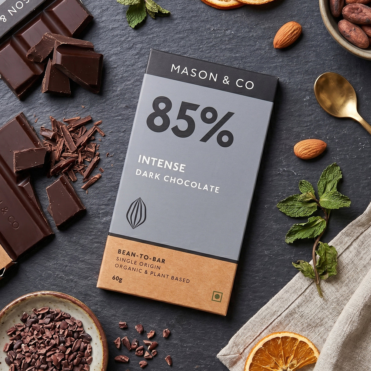 Intense 85% Dark Organic Chocolate Bar 60g