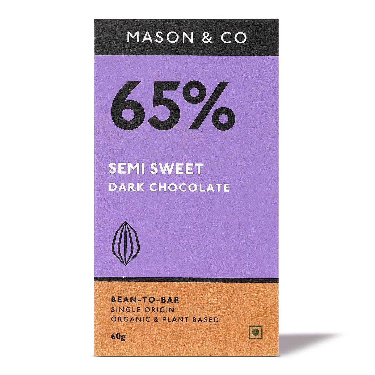 65% Semi-Sweet Dark Organic Exotic Artisanal Chocolate Bar, 60g