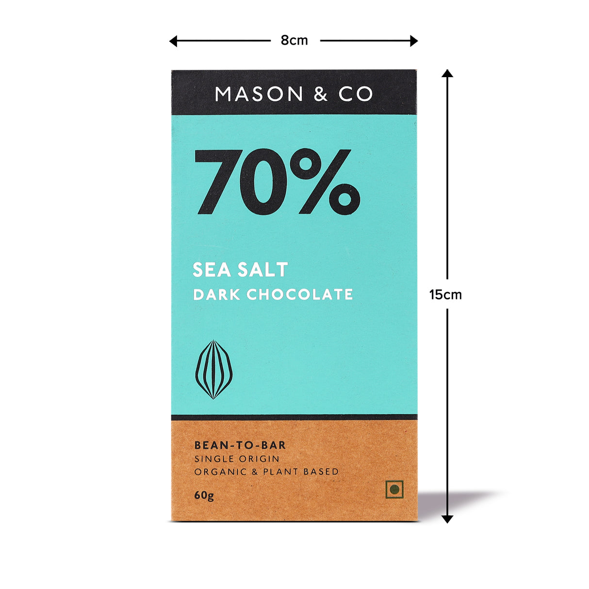 70% Sea Salt Dark Organic Exotic Artisanal Chocolate Bar, 60g