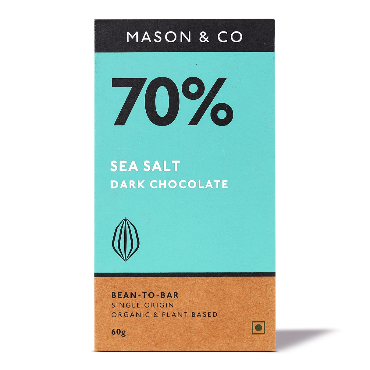 70% Sea Salt Dark Organic Exotic Artisanal Chocolate Bar, 60g