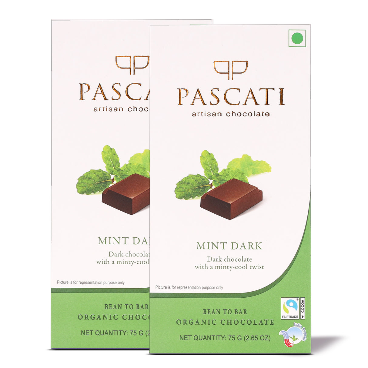 Chocolate Mint Dark, Organic Chocolate, 75g, (Pack of 2)