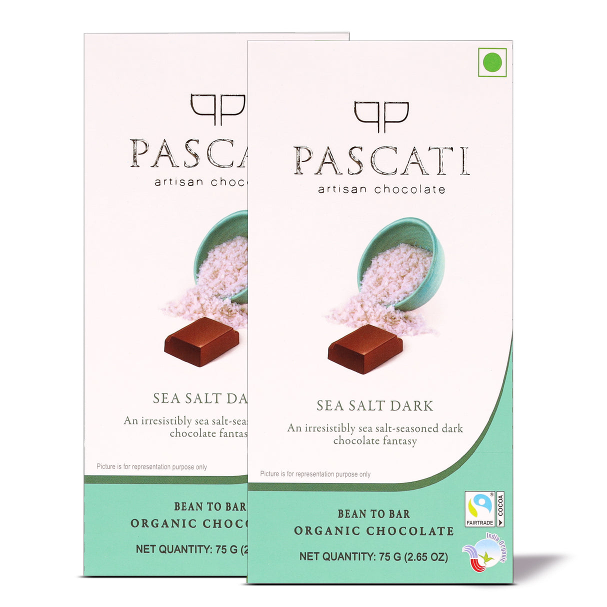 Chocolate Sea Salt Dark India Organic Chocolate, 75g (Pack of 2)