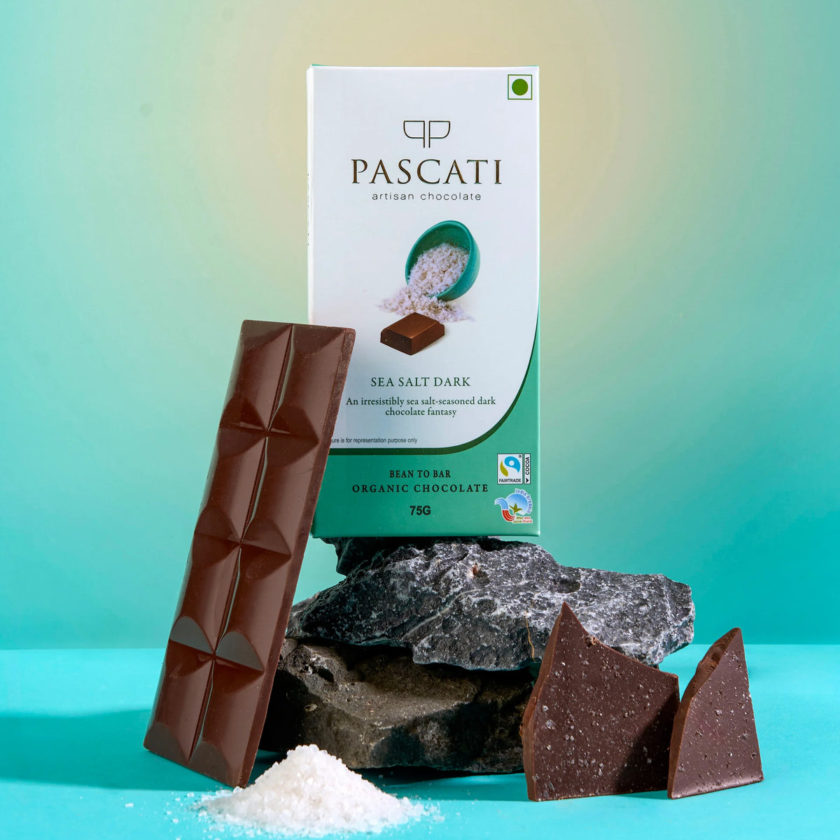 Chocolate Sea Salt Dark India Organic Chocolate, 75g (Pack of 2)