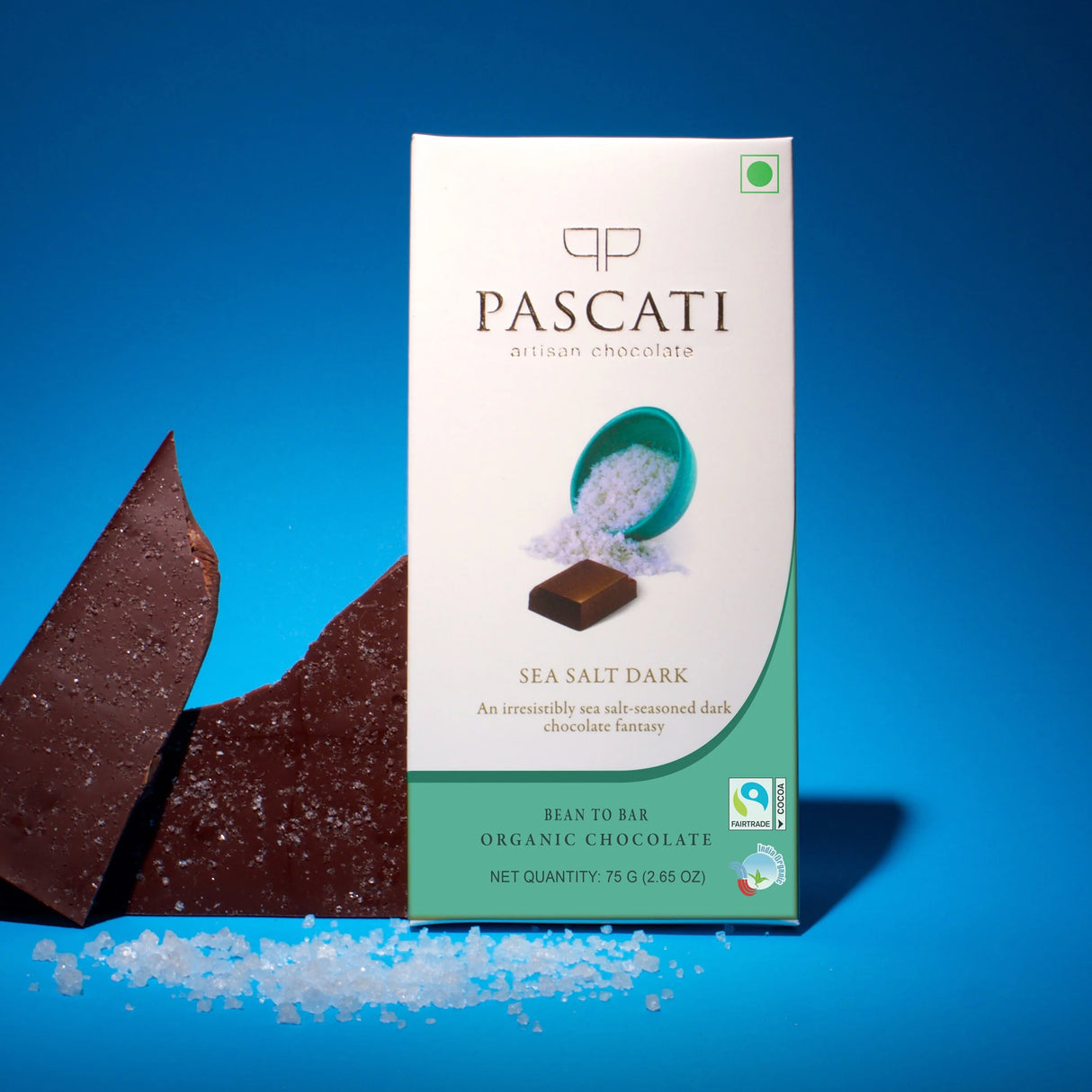 Chocolate Sea Salt Dark India Organic Chocolate, 75g (Pack of 2)