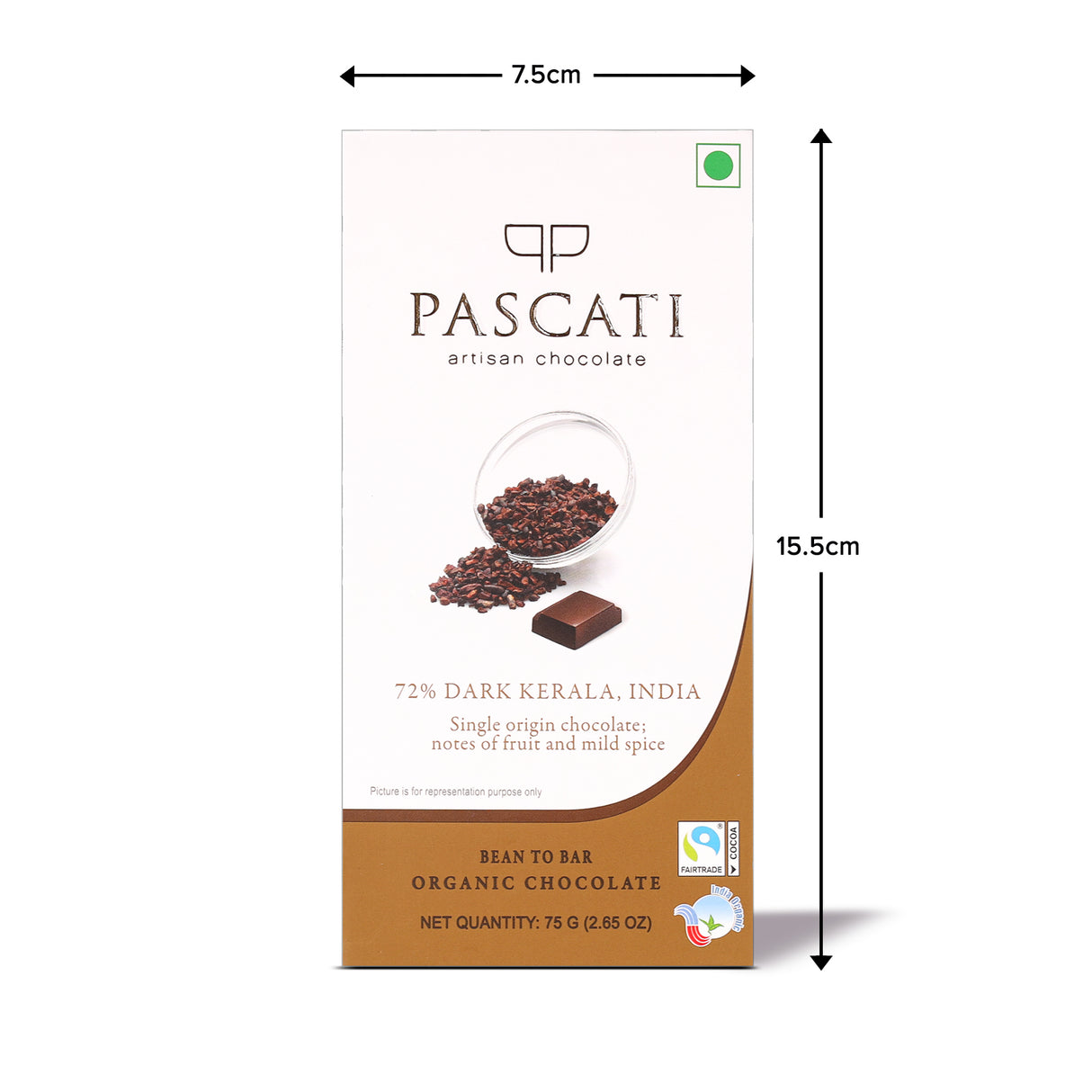 72% Dark India Organic Chocolate, 75g (Pack of 2)