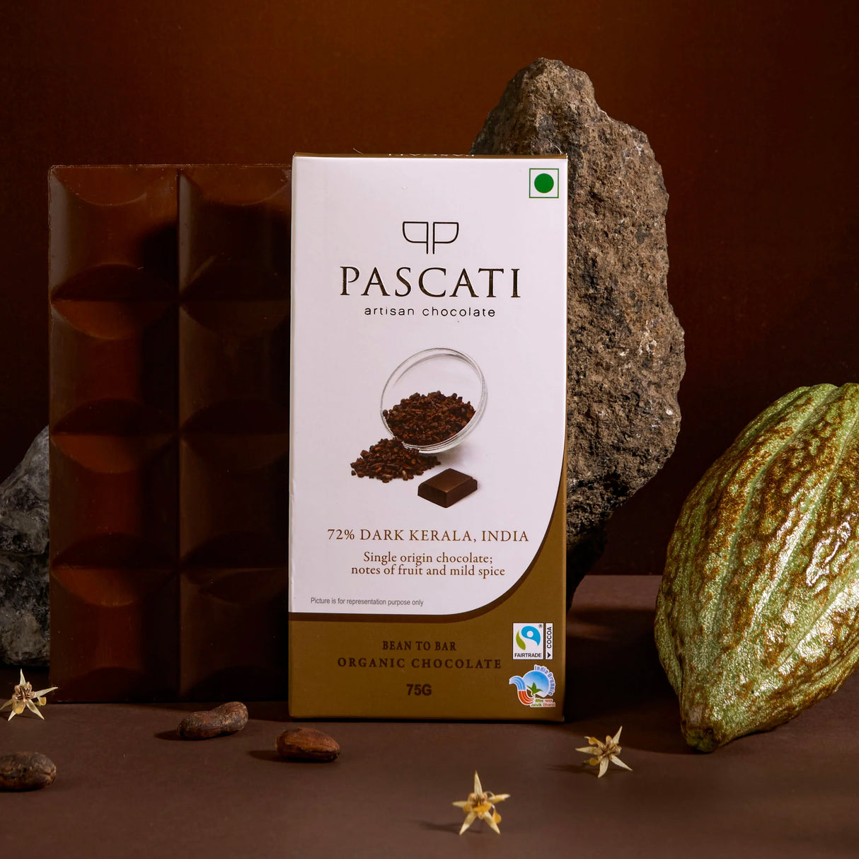 72% Dark India Organic Chocolate, 75g (Pack of 2)