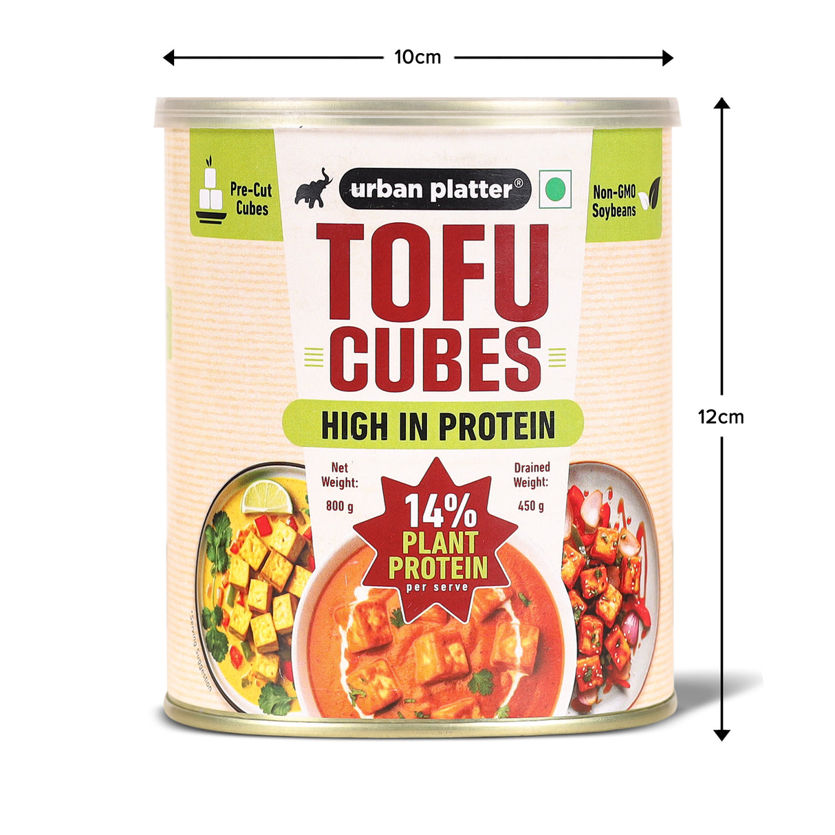 Tofu Cubes, 800g (Drained Weight - 450g | Firm Tofu in Brine | 14% Plant Protein | Pre-Cut Cubes for Stir-Fries, Curries, Salads & Soups )