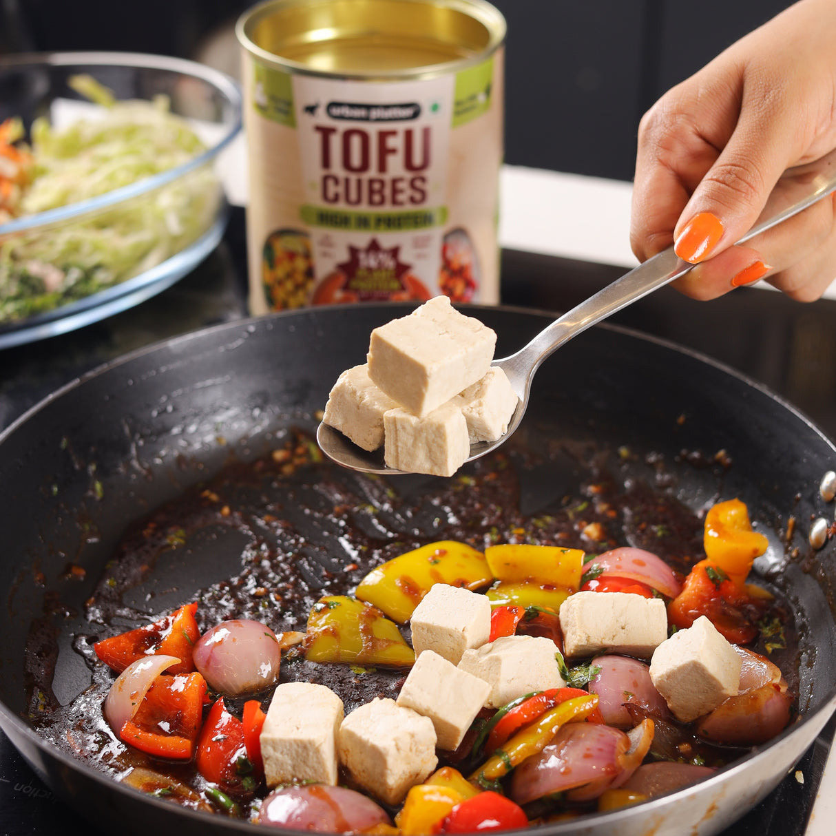 Tofu Cubes, 800g (Drained Weight - 450g | Firm Tofu in Brine | 14% Plant Protein | Pre-Cut Cubes for Stir-Fries, Curries, Salads & Soups )