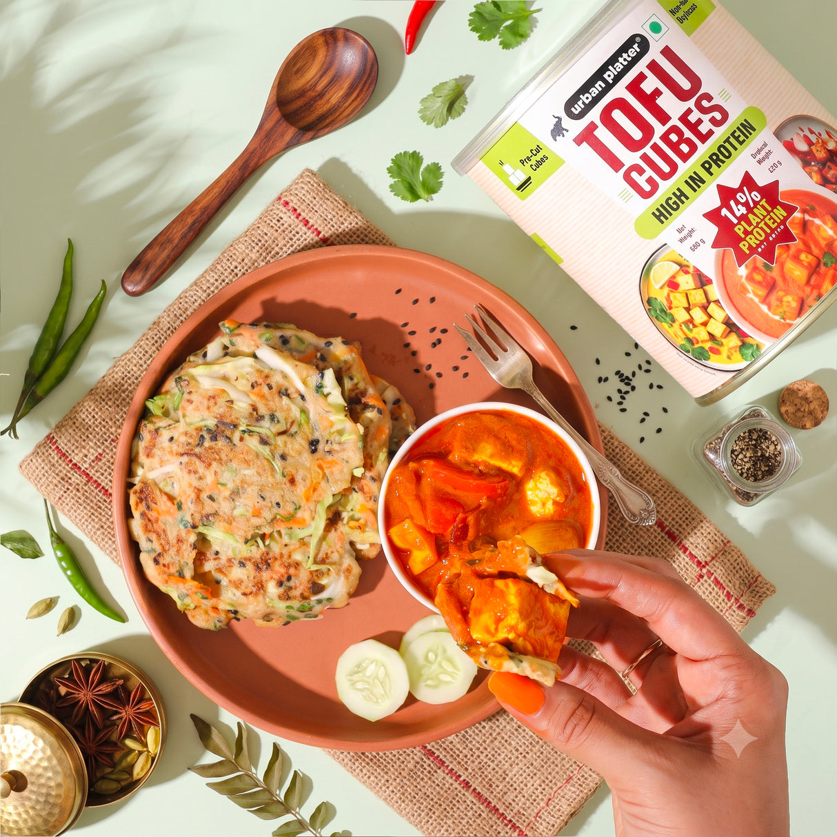 Tofu Cubes, 800g (Drained Weight: 450g | 14% Plant Protein | Ready-to-Use for Stir-Fries, Curries, Salads & Soups)