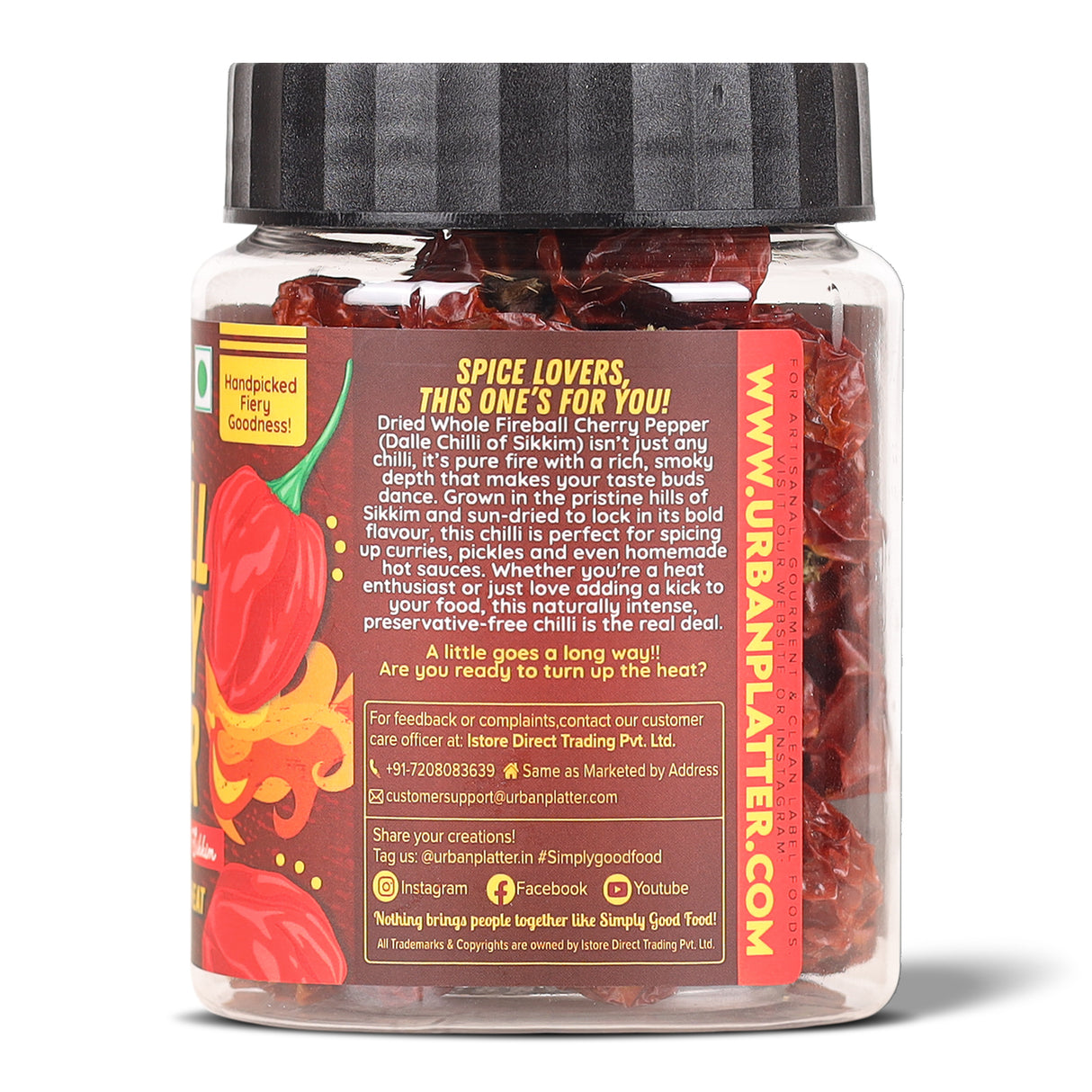 Fireball Cherry Pepper, 30g (Whole & Dried, Dalle Khursani Chilli of Sikkim, Hot & Fiery)